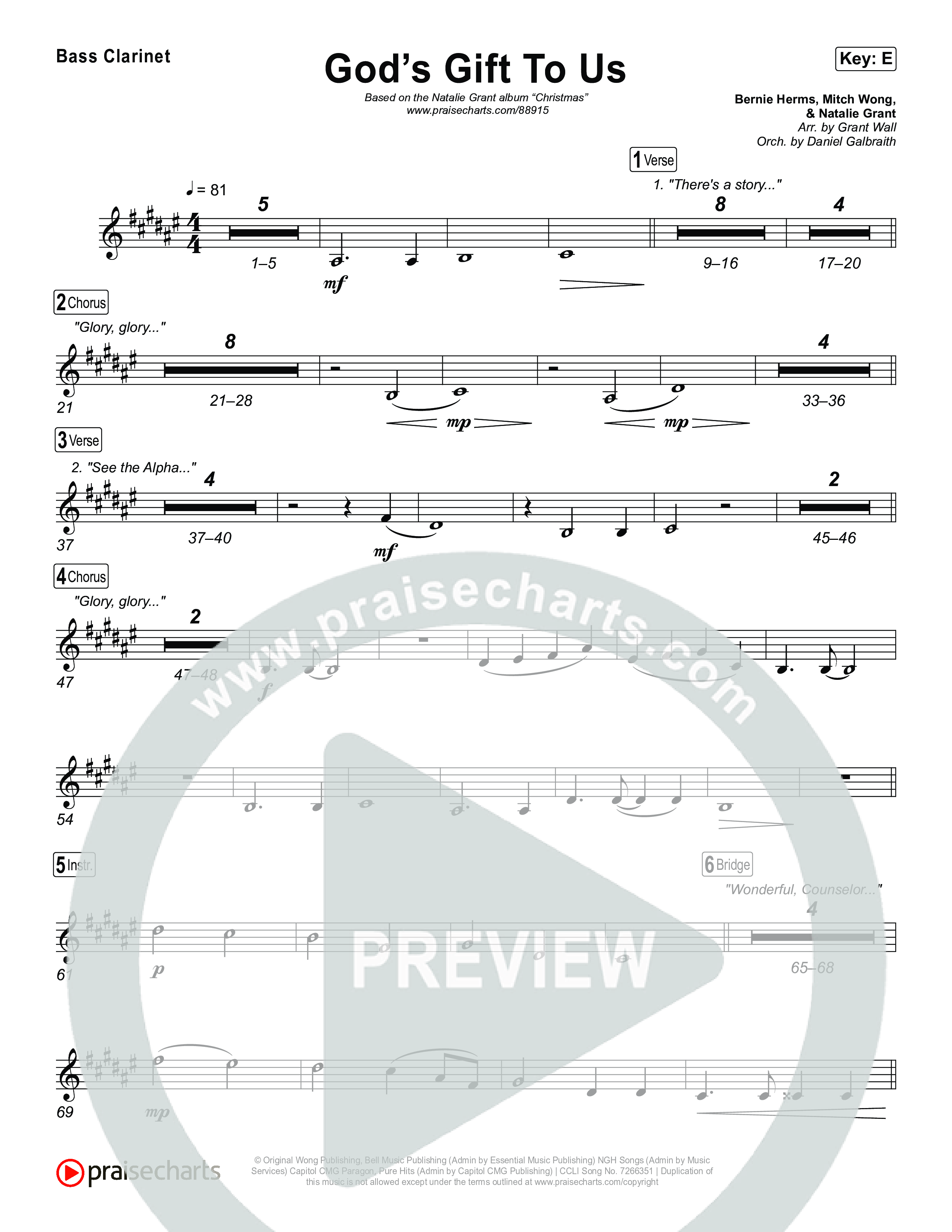 God’s Gift To Us Bass Clarinet (Natalie Grant)