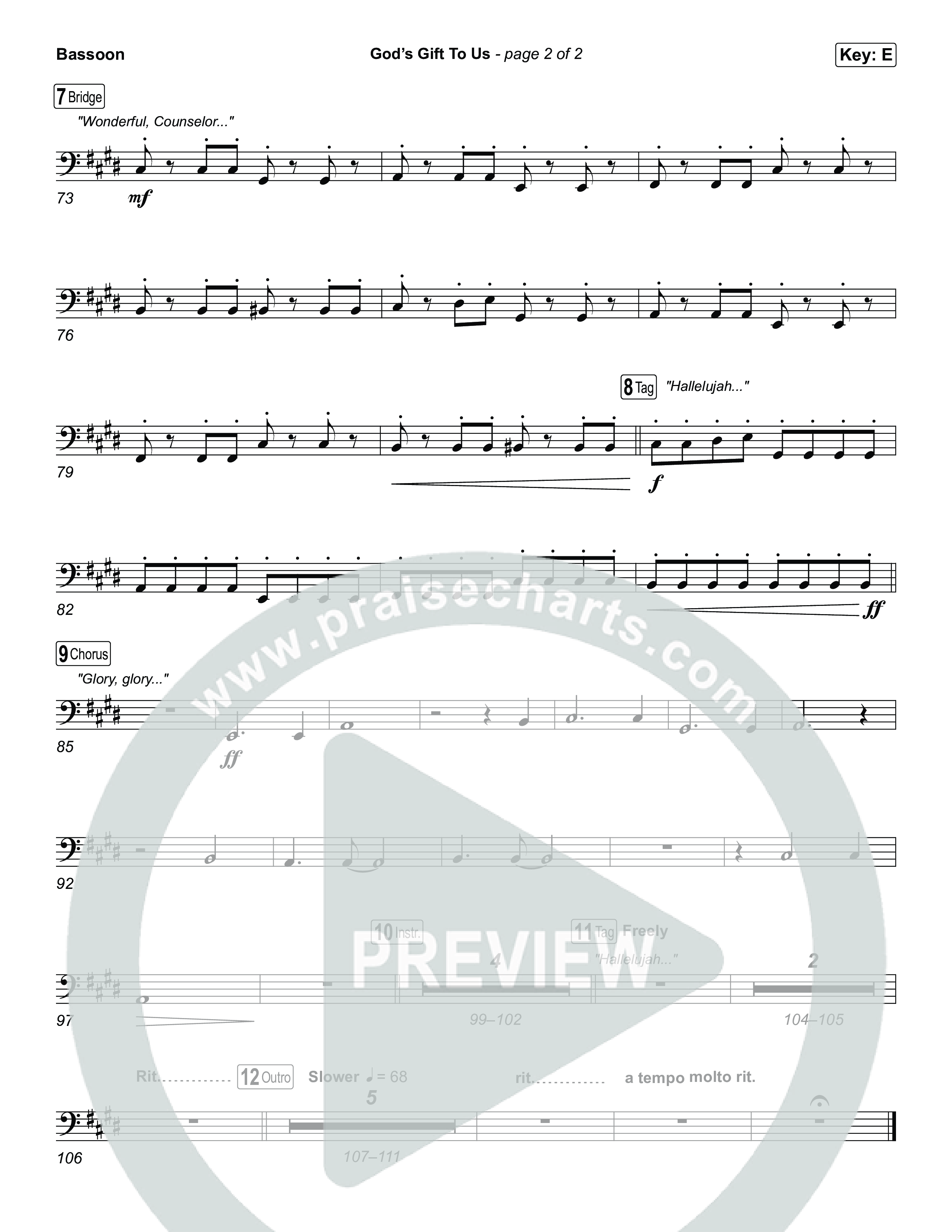 God’s Gift To Us Bassoon (Natalie Grant)