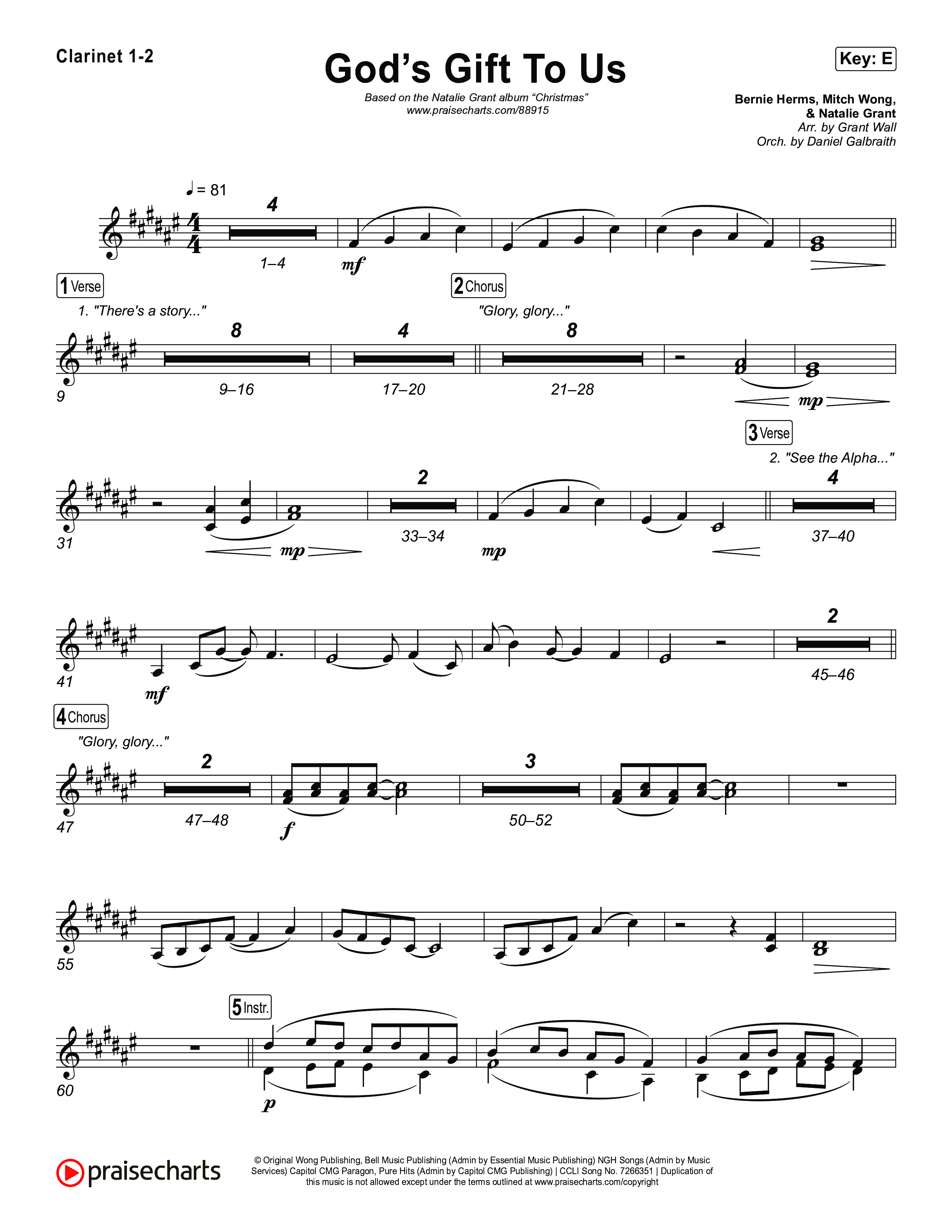 God’s Gift To Us Clarinet 1/2 (Natalie Grant)