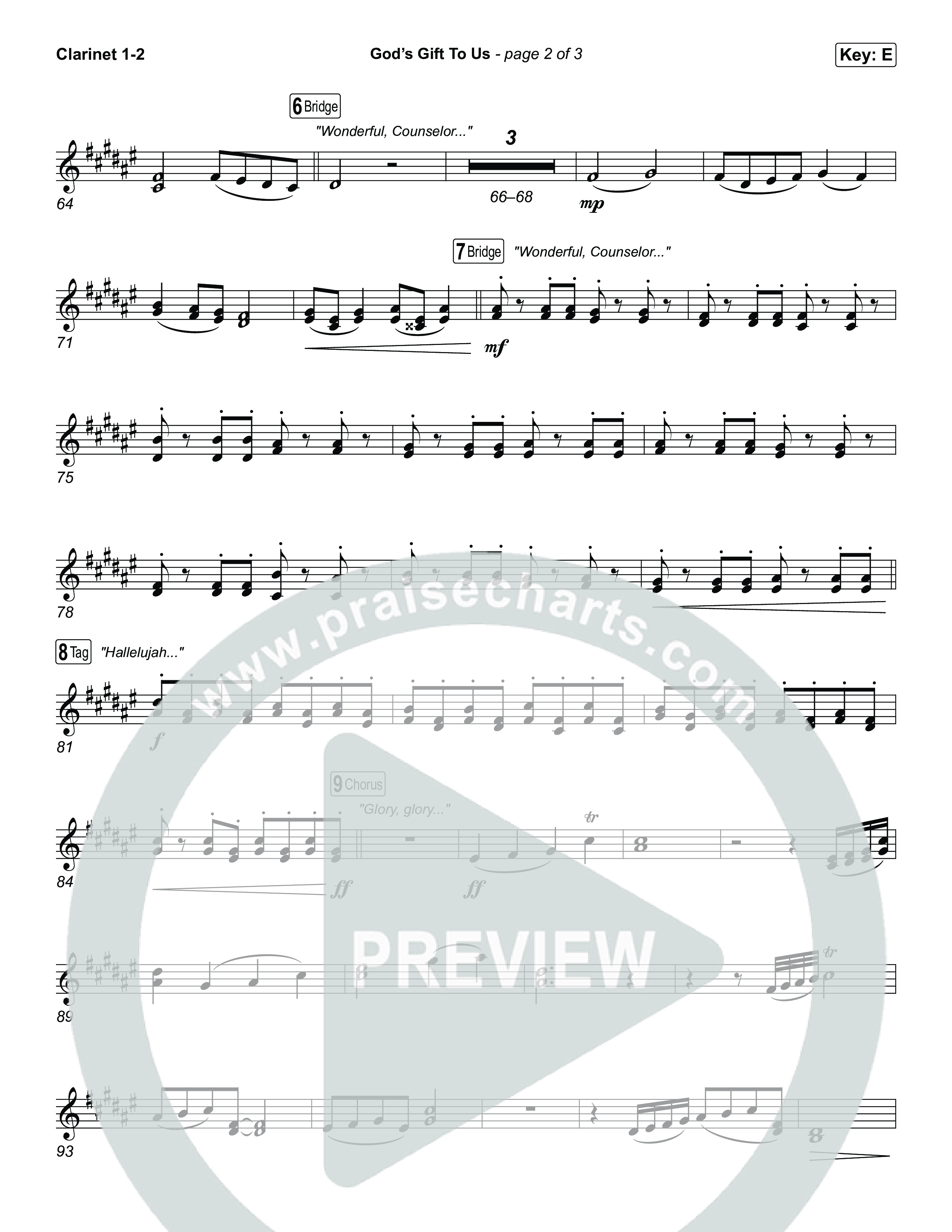 God’s Gift To Us Clarinet 1/2 (Natalie Grant)