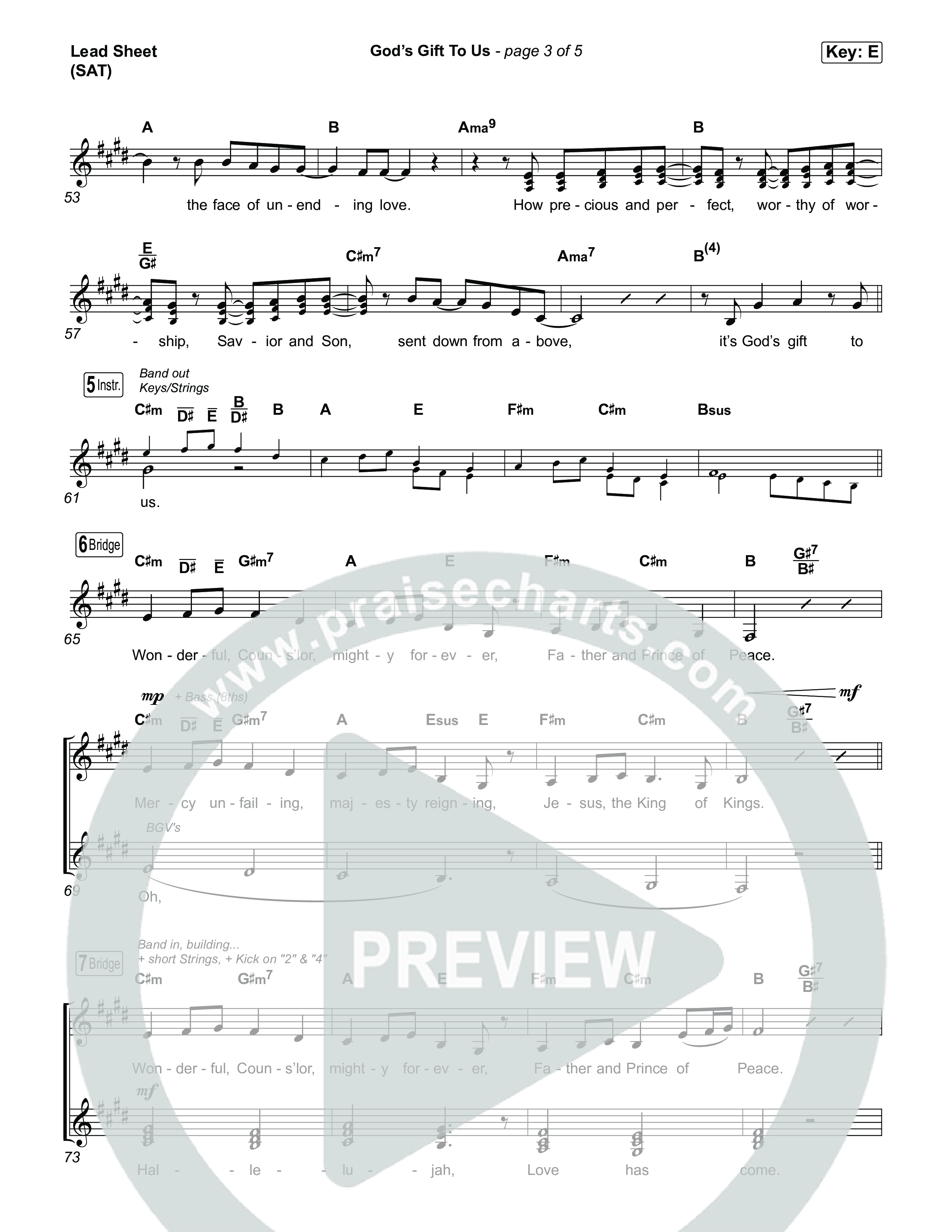 God’s Gift To Us Lead Sheet (SAT) (Natalie Grant)