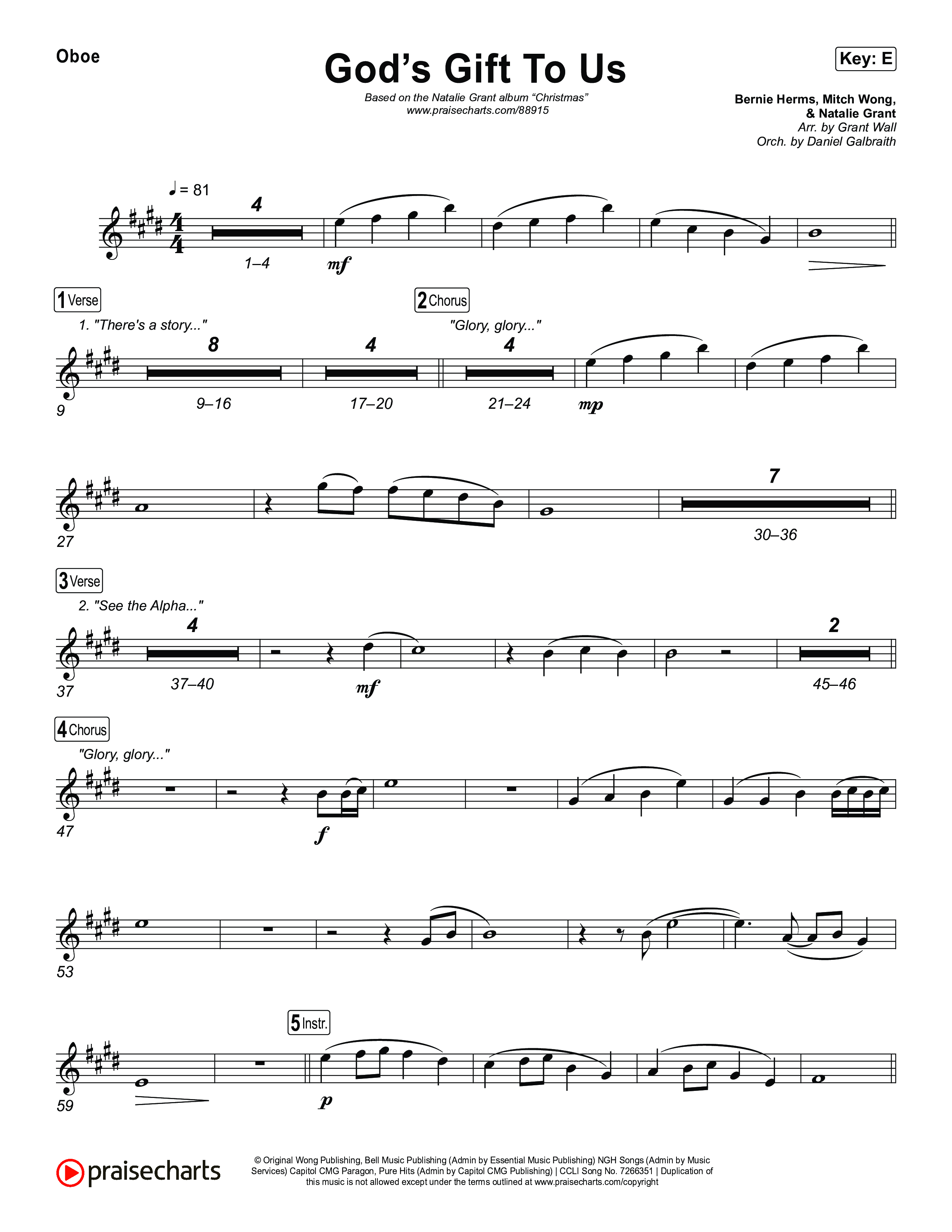 God’s Gift To Us Oboe (Natalie Grant)