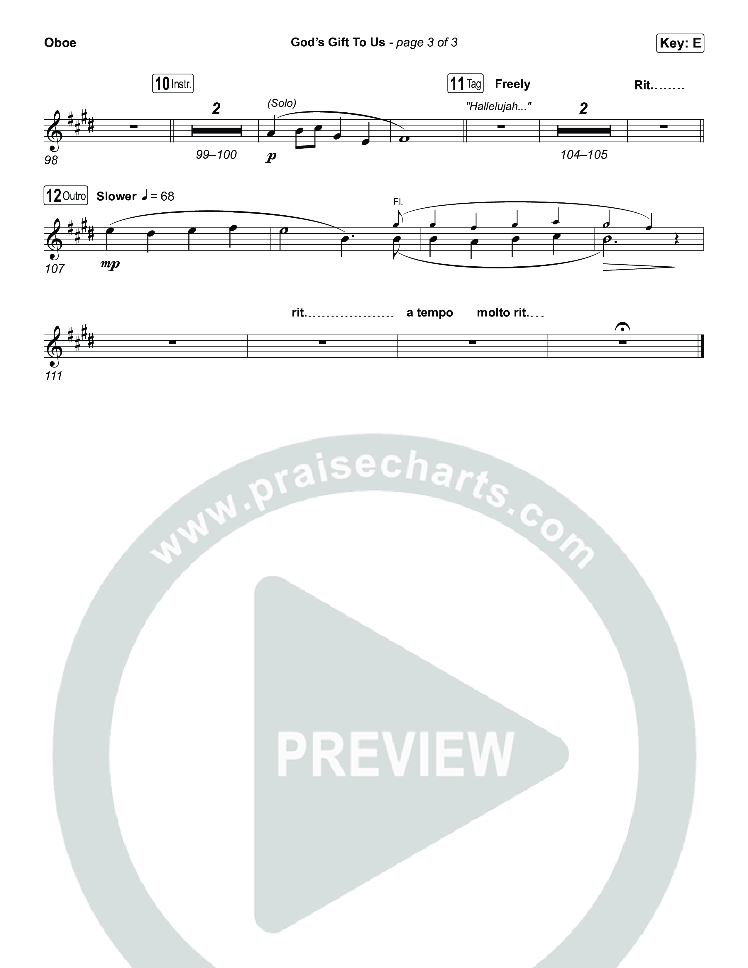 God’s Gift To Us Oboe (Natalie Grant)