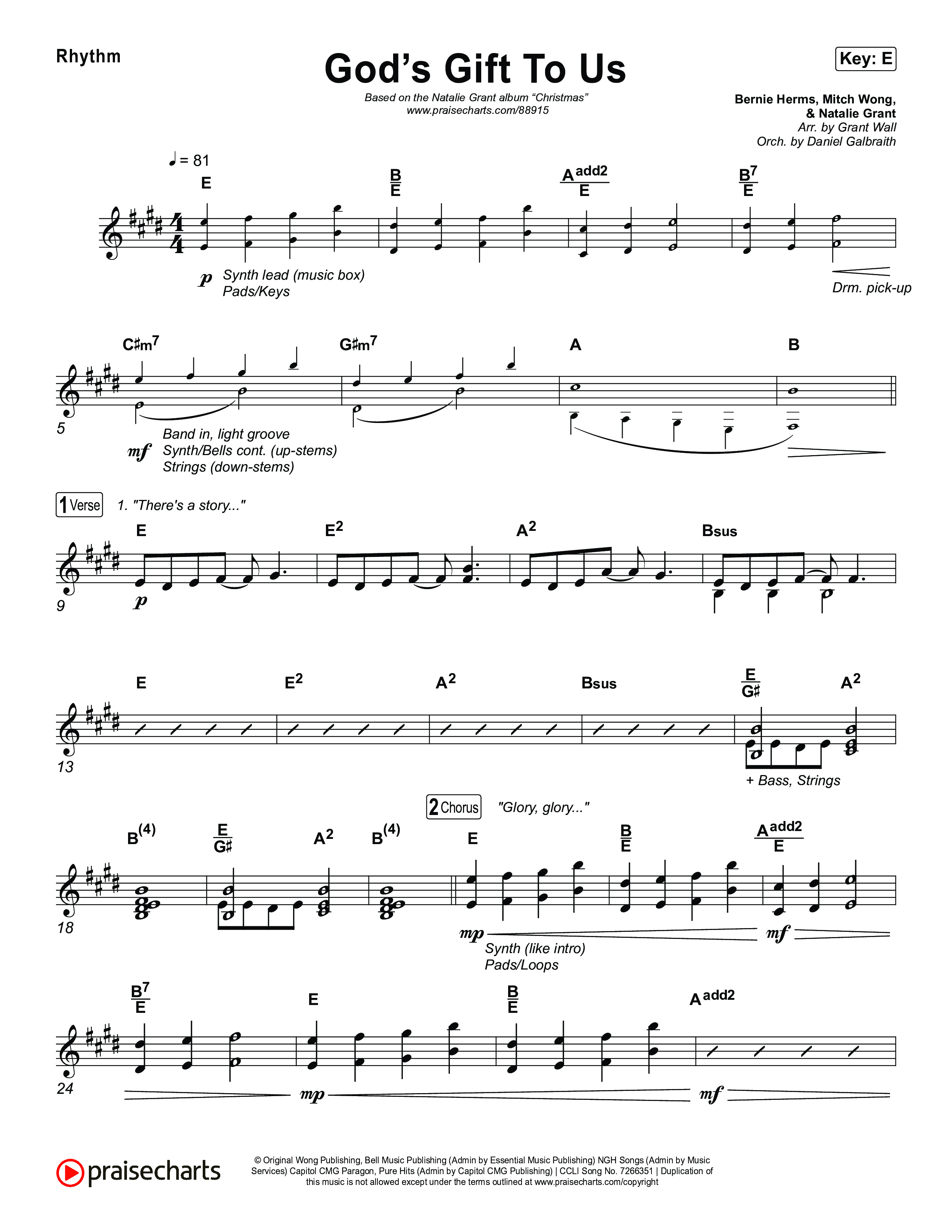 God’s Gift To Us Rhythm Chart (Natalie Grant)