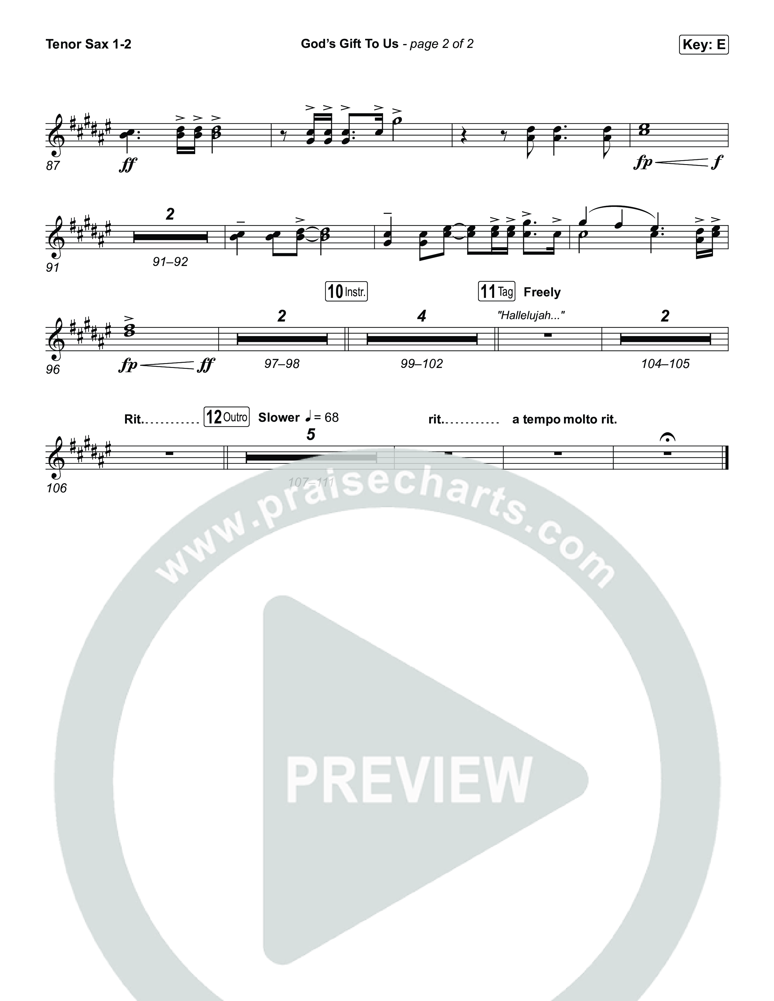 God’s Gift To Us Tenor Sax 1,2 (Natalie Grant)