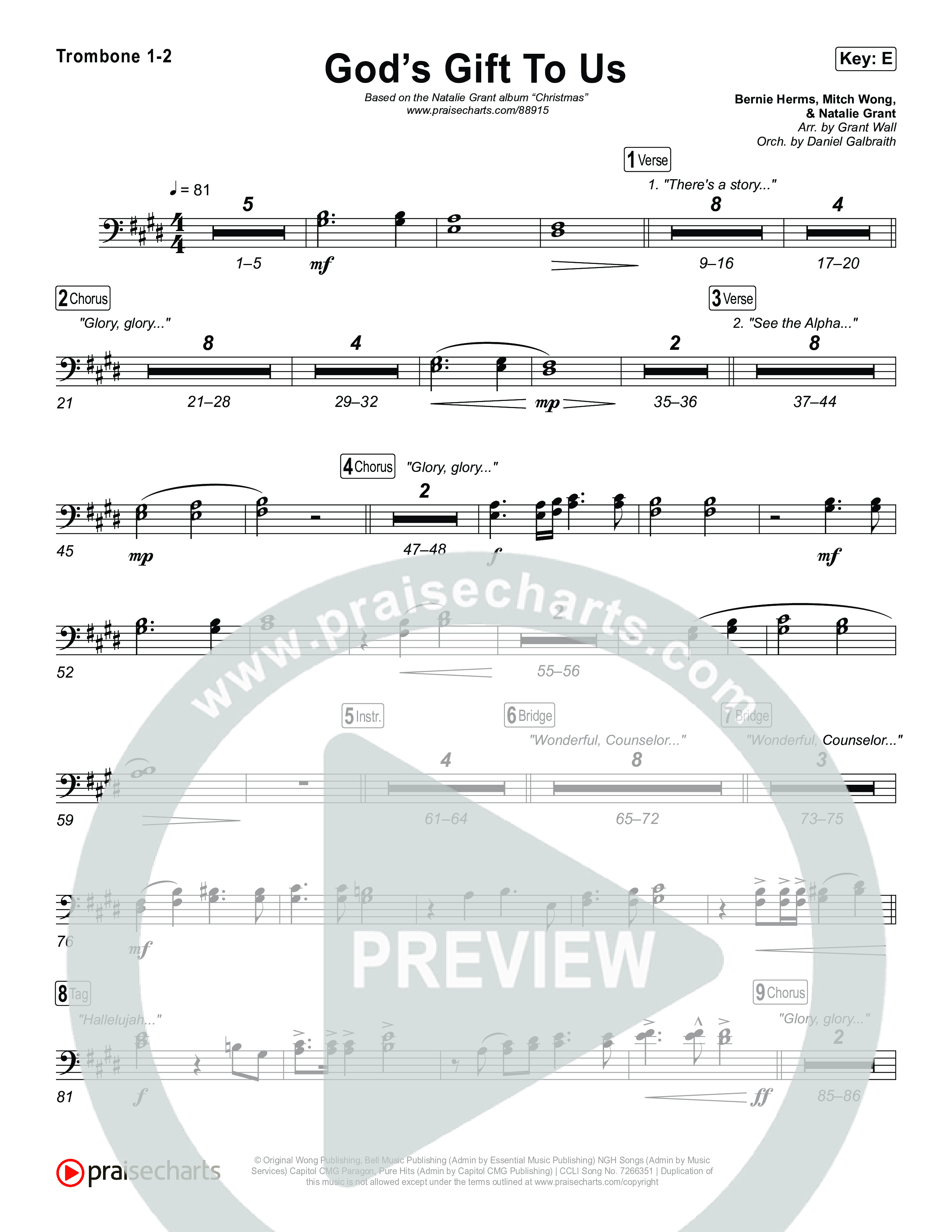 God’s Gift To Us Trombone 1,2 (Natalie Grant)