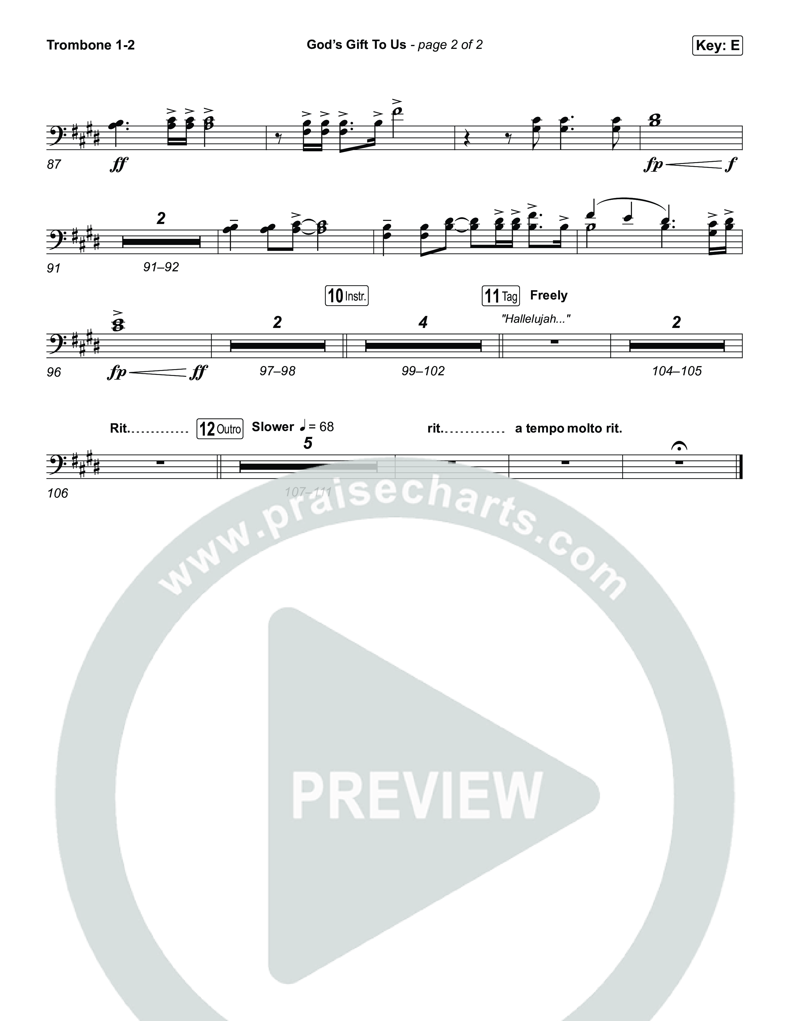 God’s Gift To Us Trombone 1,2 (Natalie Grant)