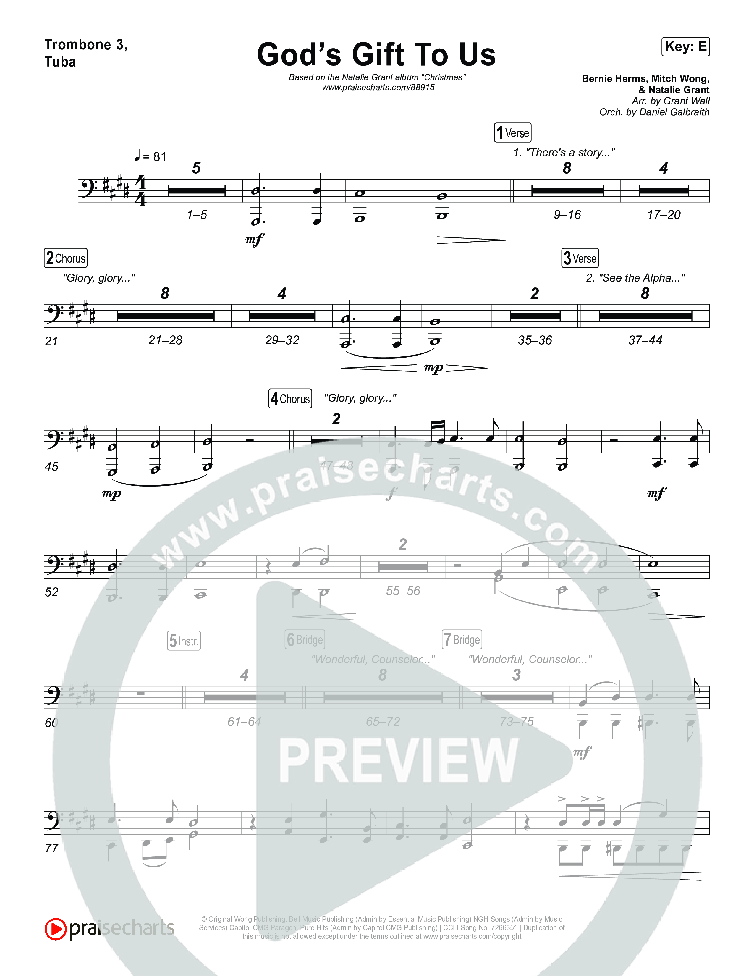 God’s Gift To Us Trombone 1,2 (Natalie Grant)