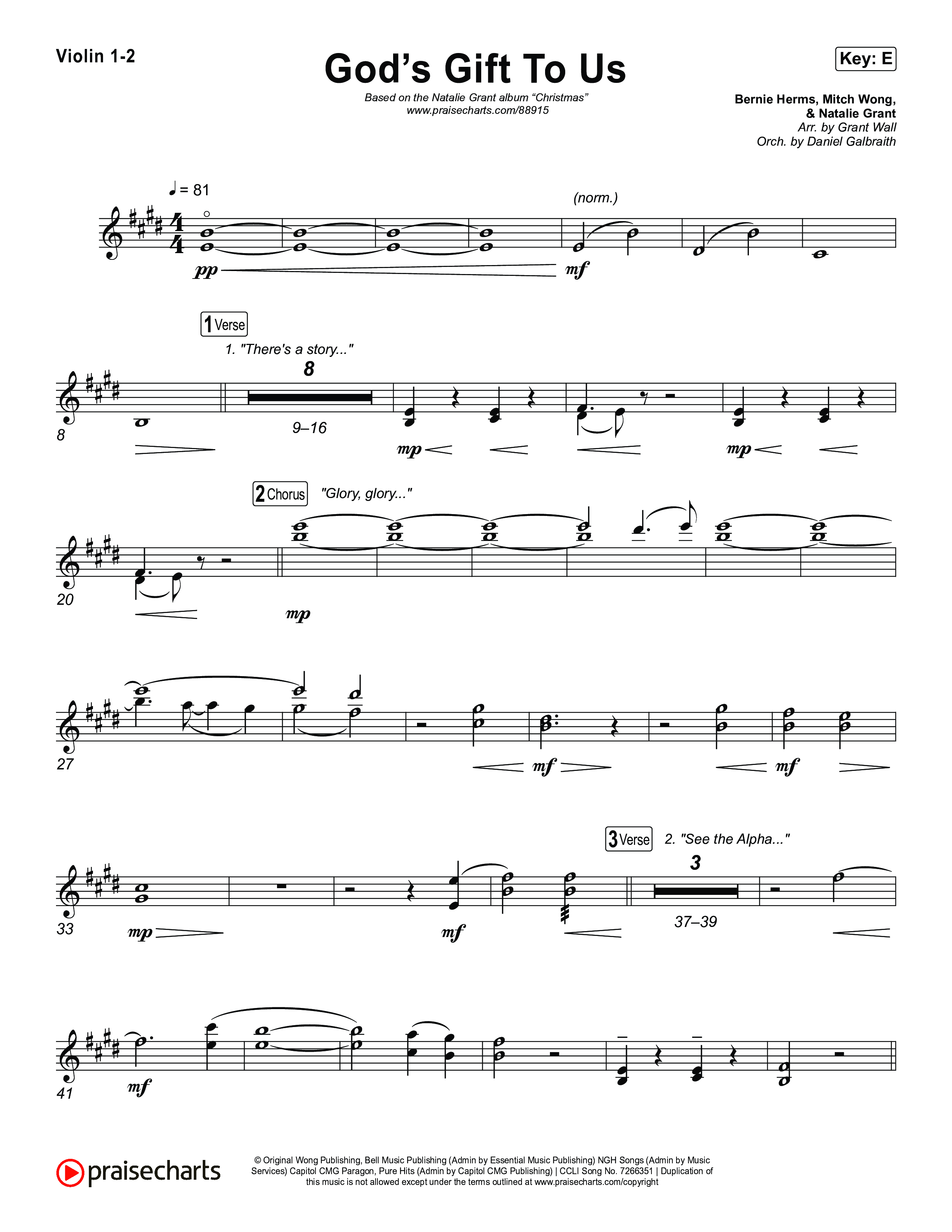 God’s Gift To Us Violin 1,2 (Natalie Grant)