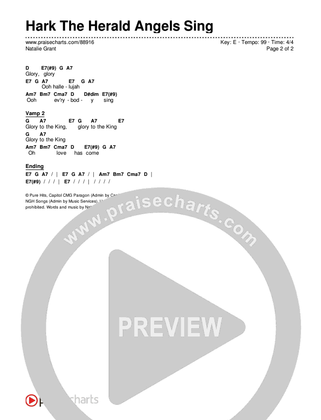 Hark The Herald Angels Sing Chords & Lyrics (Natalie Grant)
