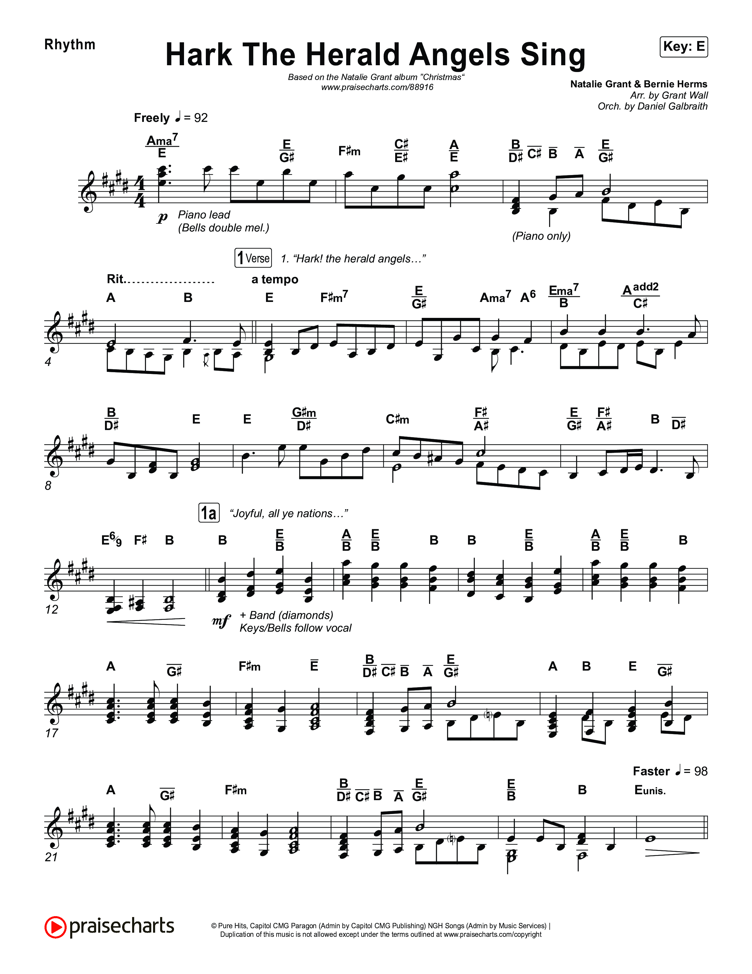 Hark The Herald Angels Sing Rhythm Chart (Natalie Grant)