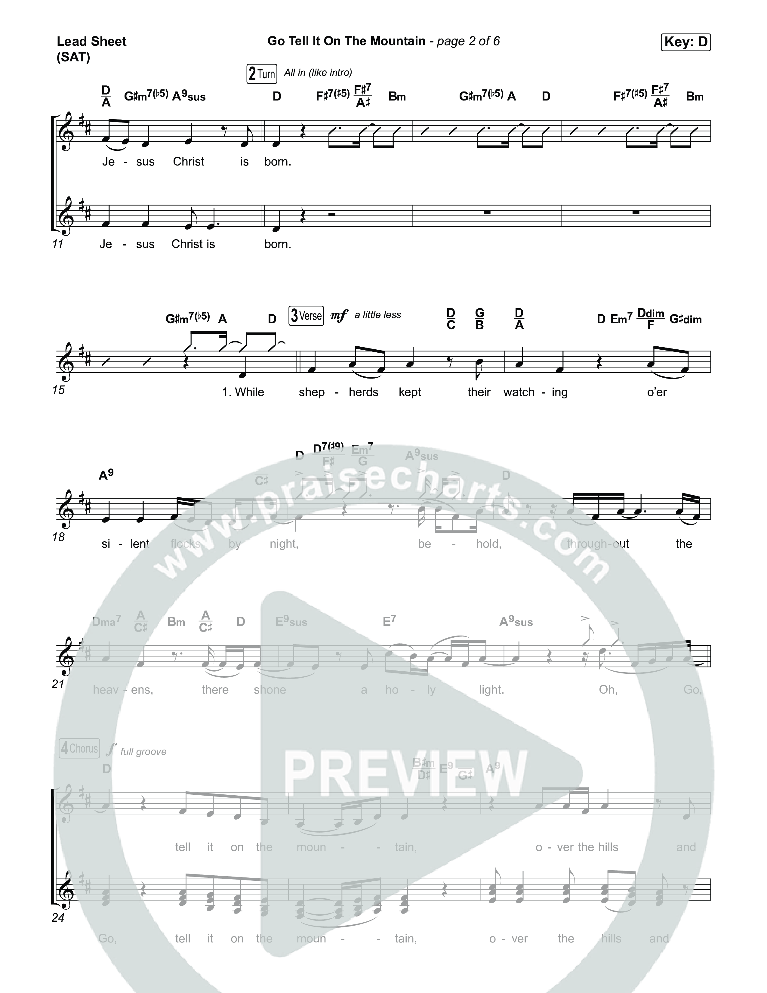 Go Tell It On The Mountain Lead Sheet (SAT) (Natalie Grant)