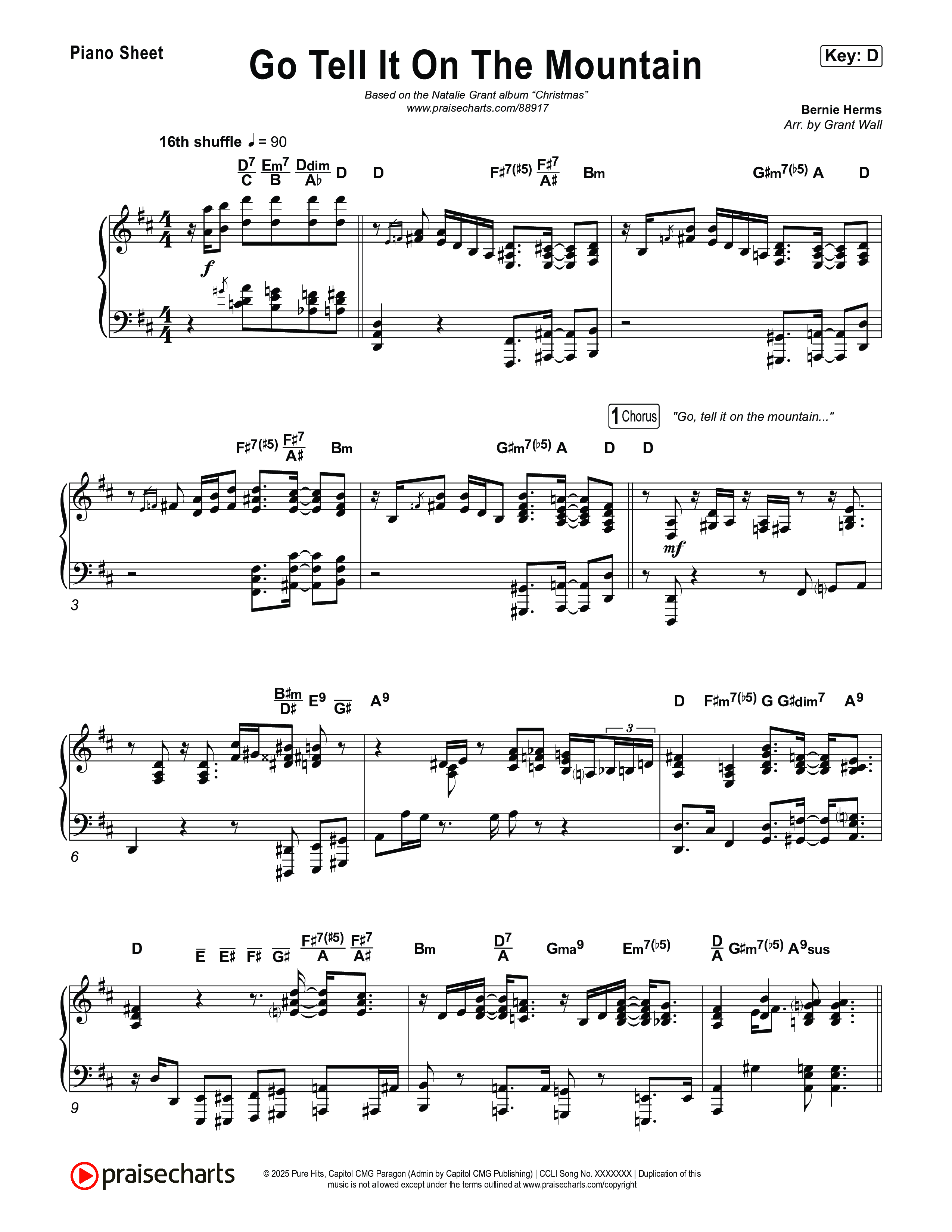 Go Tell It On The Mountain Piano Sheet (Natalie Grant)