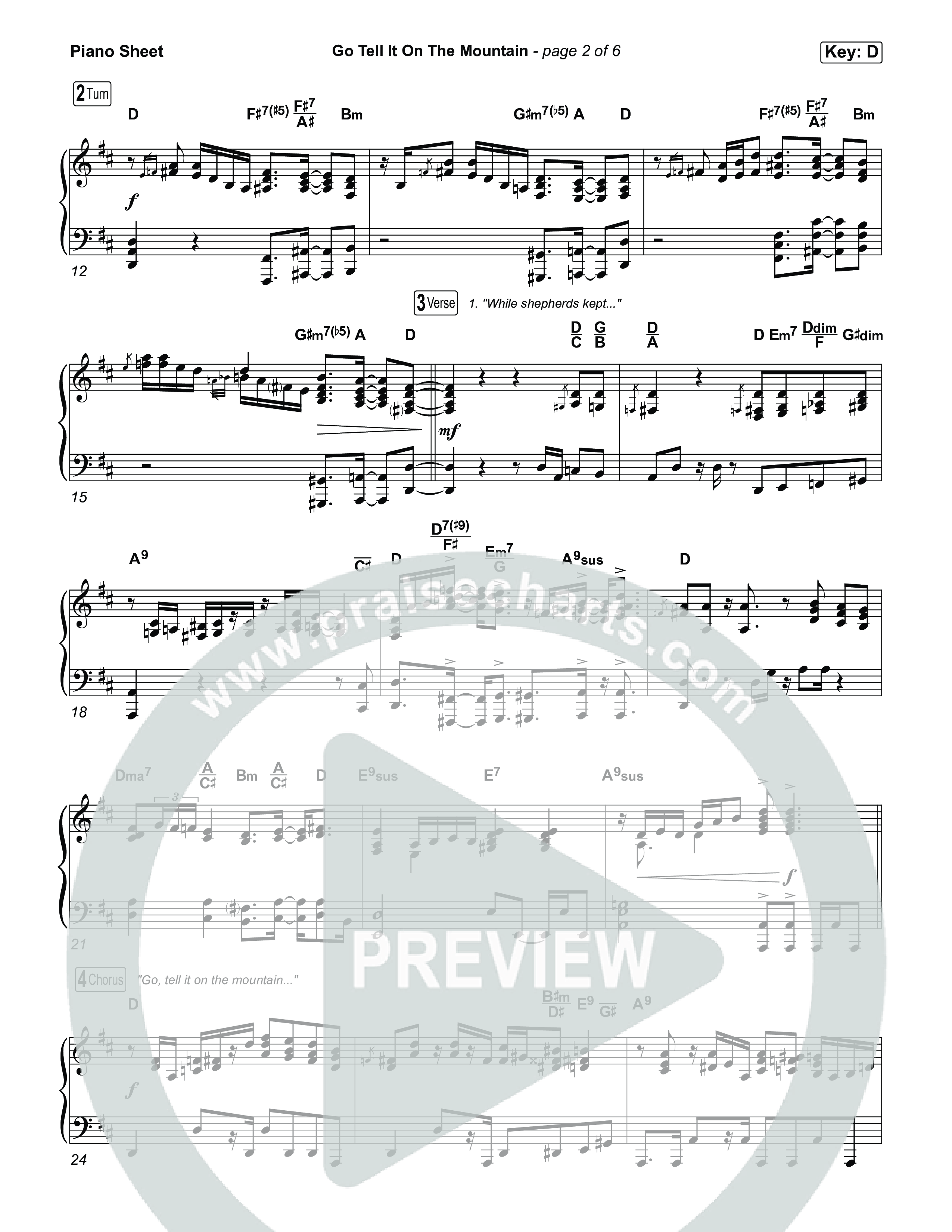 Go Tell It On The Mountain Piano Sheet (Natalie Grant)