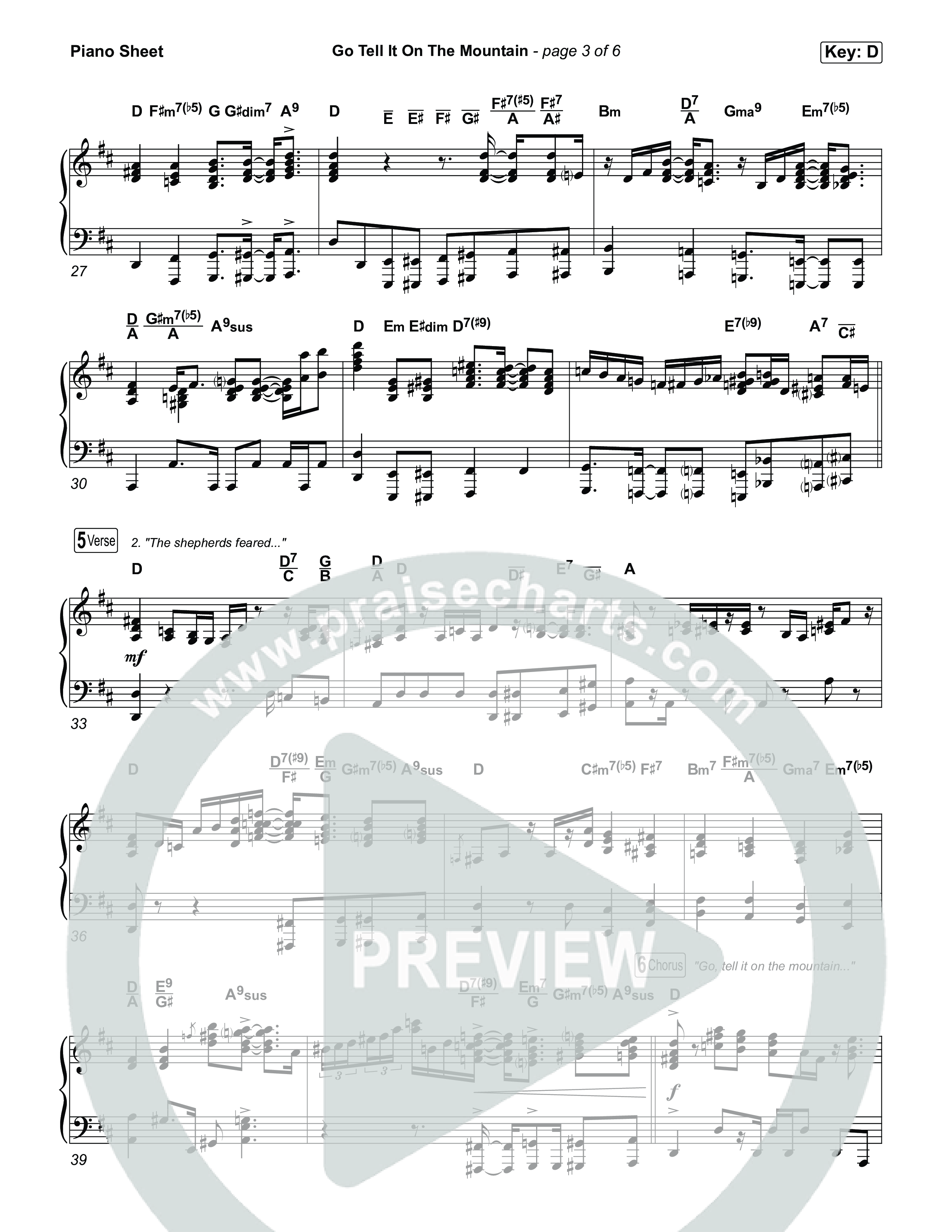 Go Tell It On The Mountain Piano Sheet (Natalie Grant)