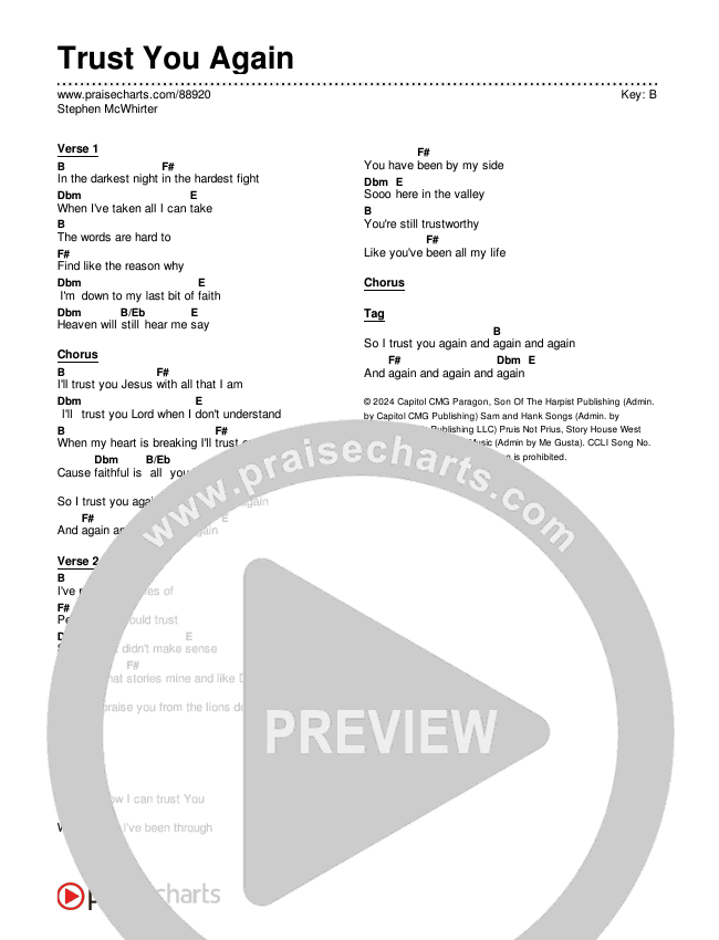 Trust You Again Chords & Lyrics (Stephen McWhirter)