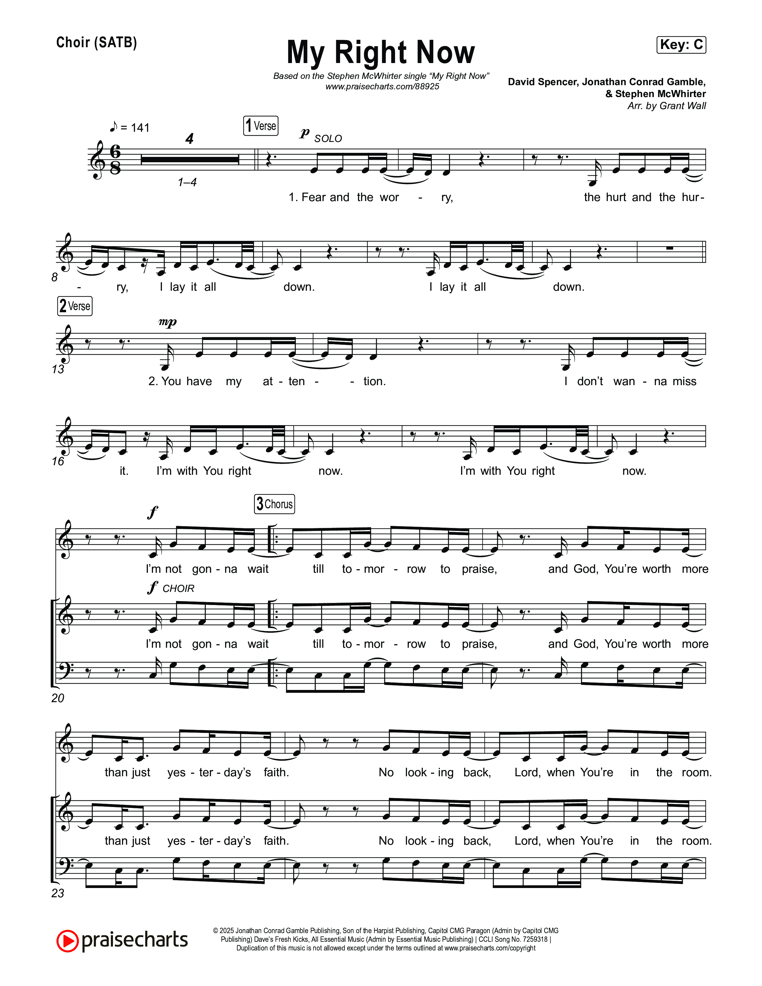 My Right Now Choir Sheet (SATB) (Stephen McWhirter)