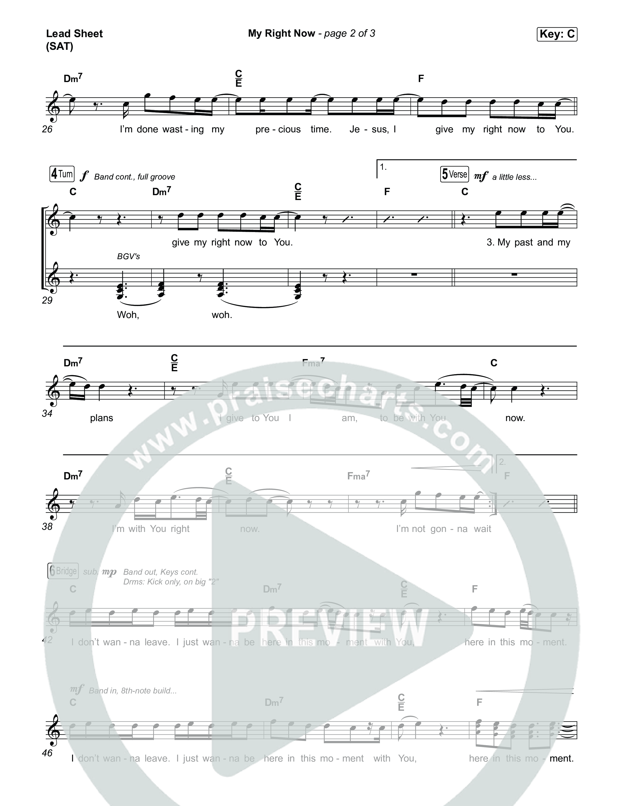 My Right Now Lead Sheet (SAT) (Stephen McWhirter)