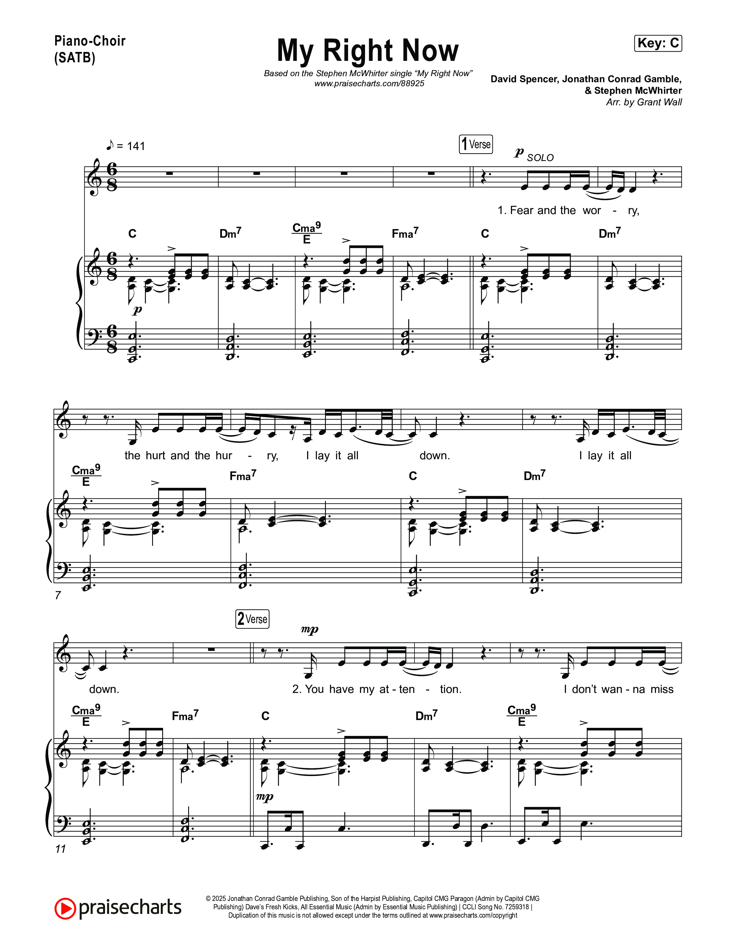 My Right Now Piano/Vocal (SATB) (Stephen McWhirter)