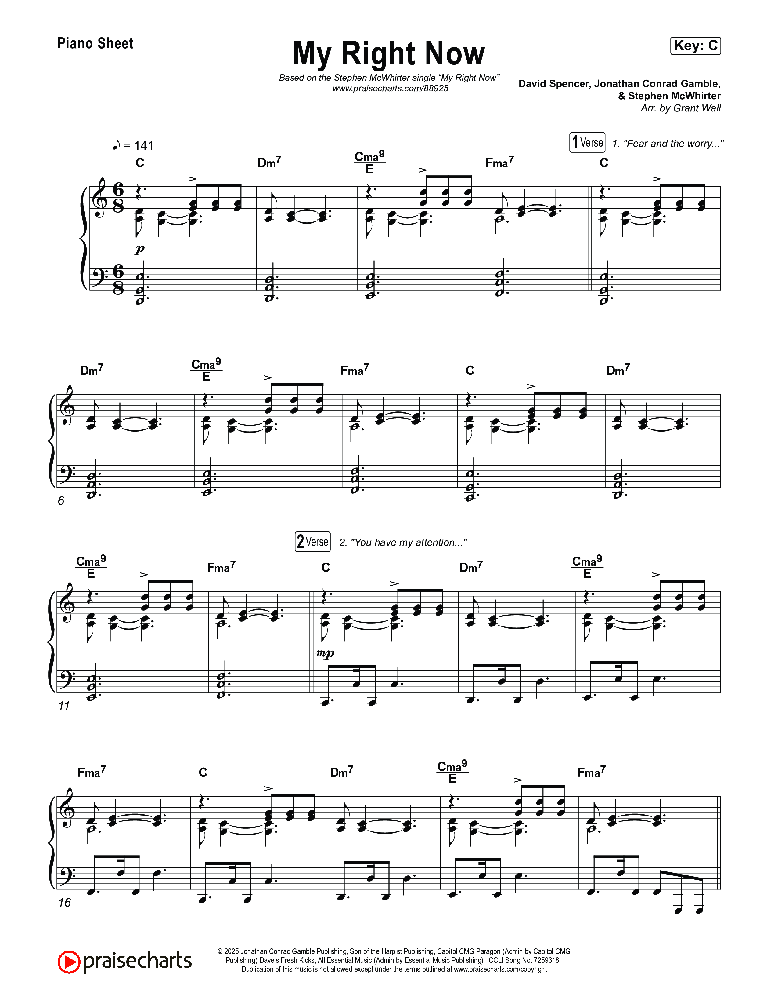 My Right Now Piano Sheet (Stephen McWhirter)