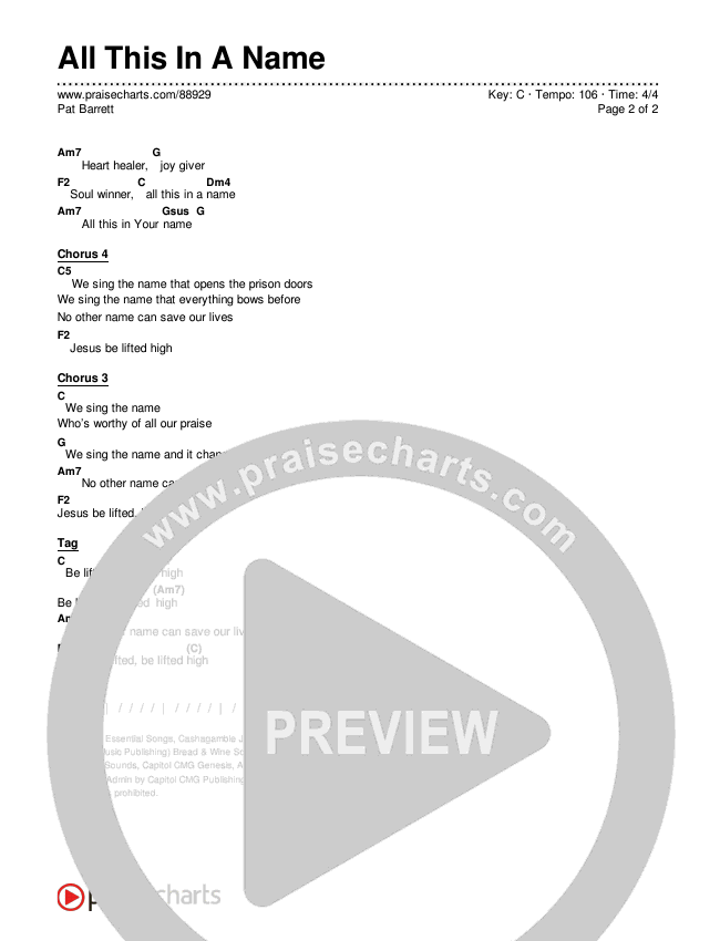 All This In A Name Chords & Lyrics (Pat Barrett)