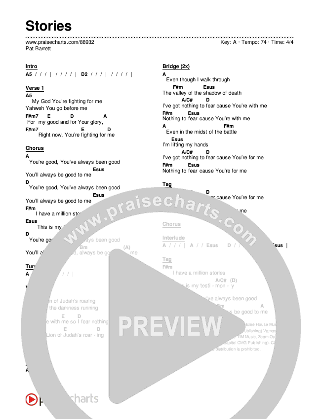 Stories Chords & Lyrics (Pat Barrett)