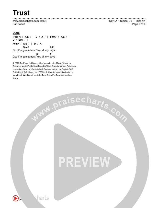 Trust Chords & Lyrics (Pat Barrett)