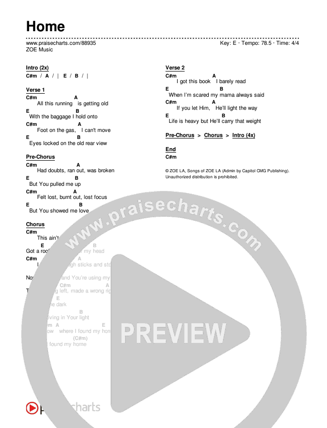 Home Chords & Lyrics (ZOE Music)