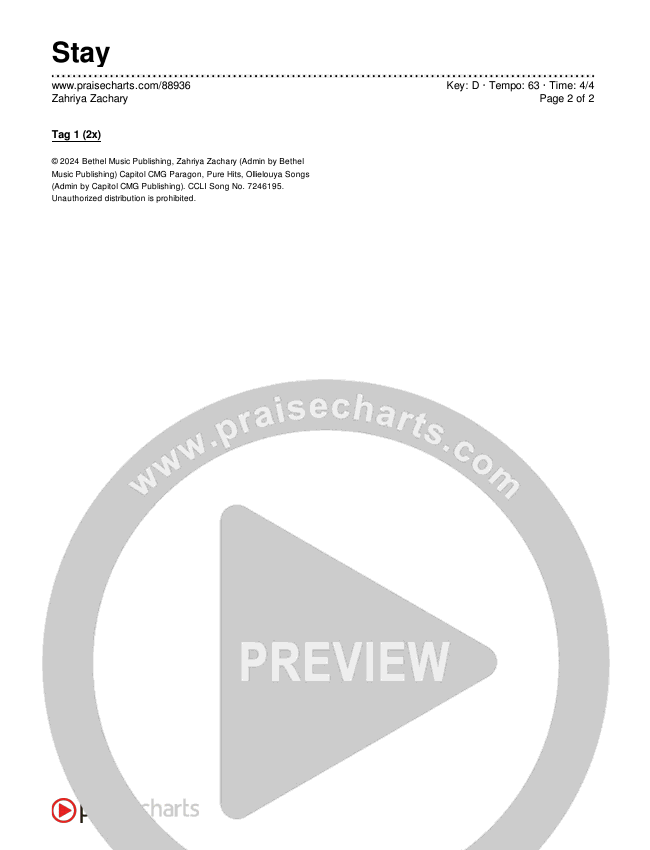 Stay Chords & Lyrics (Zahriya Zachary)