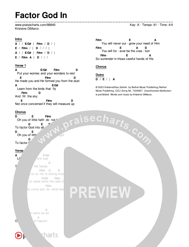 Factor God In Chords & Lyrics (Kristene DiMarco)