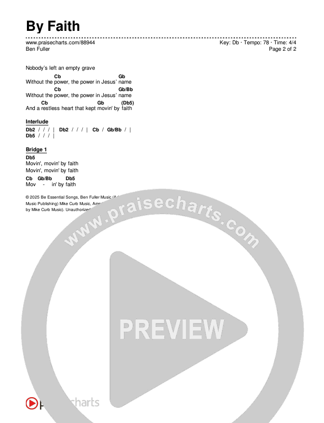 By Faith Chords & Lyrics (Ben Fuller)