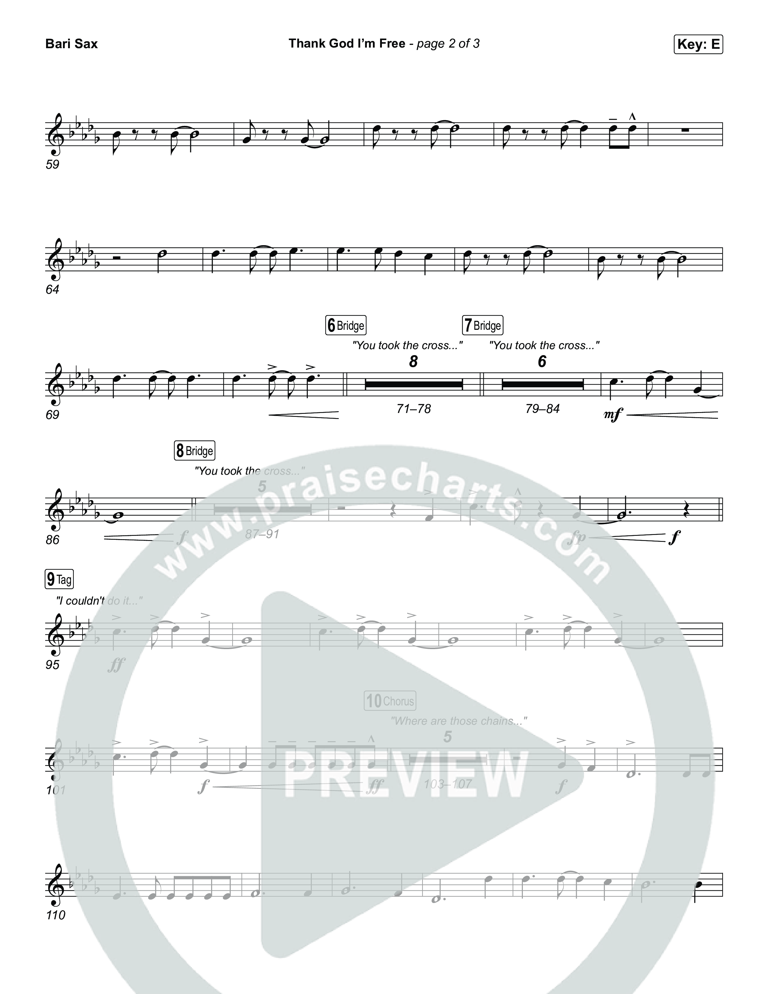 Thank God I'm Free Bari Sax (ELEVATION RHYTHM / Lizzie Morgan)