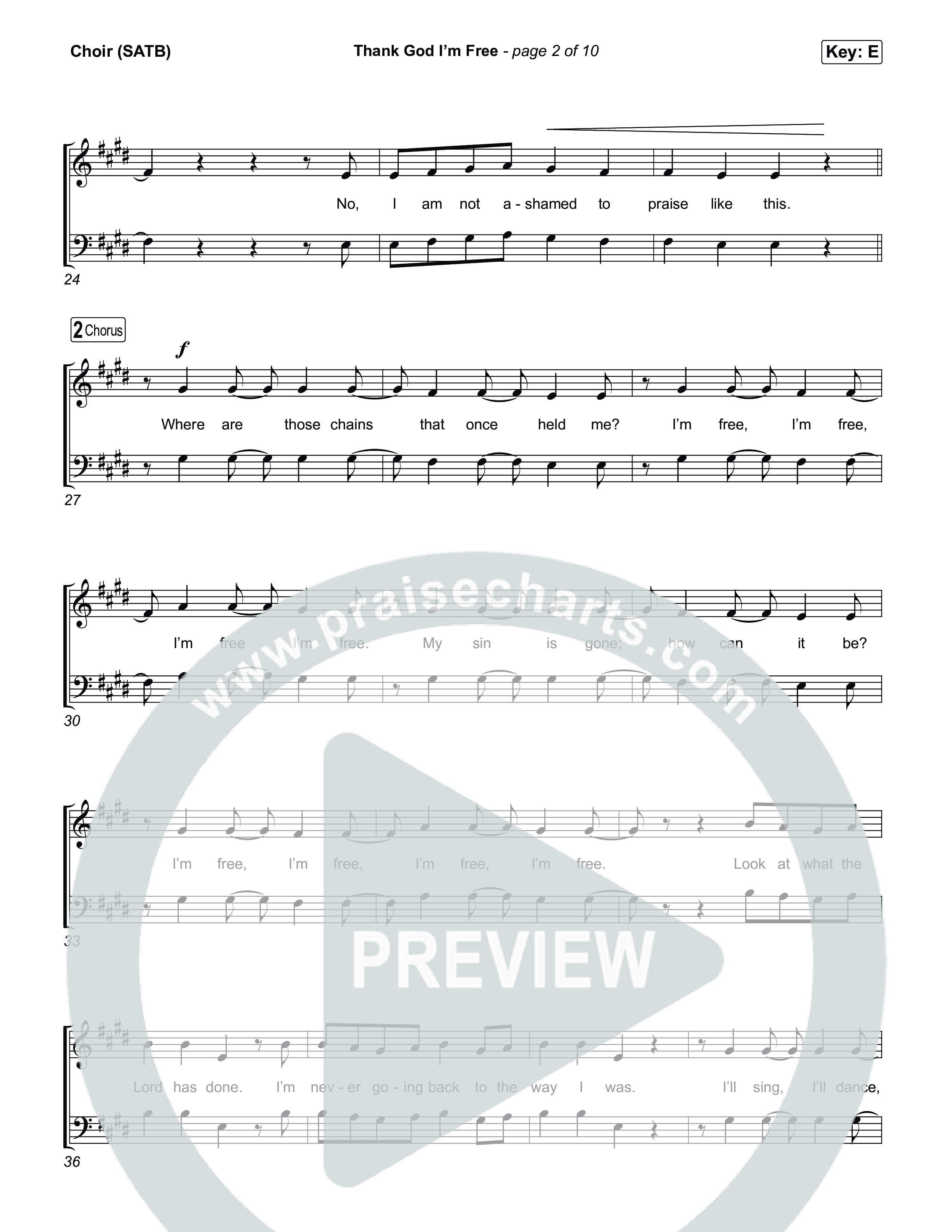 Thank God I'm Free Choir Sheet (SATB) (ELEVATION RHYTHM / Lizzie Morgan)