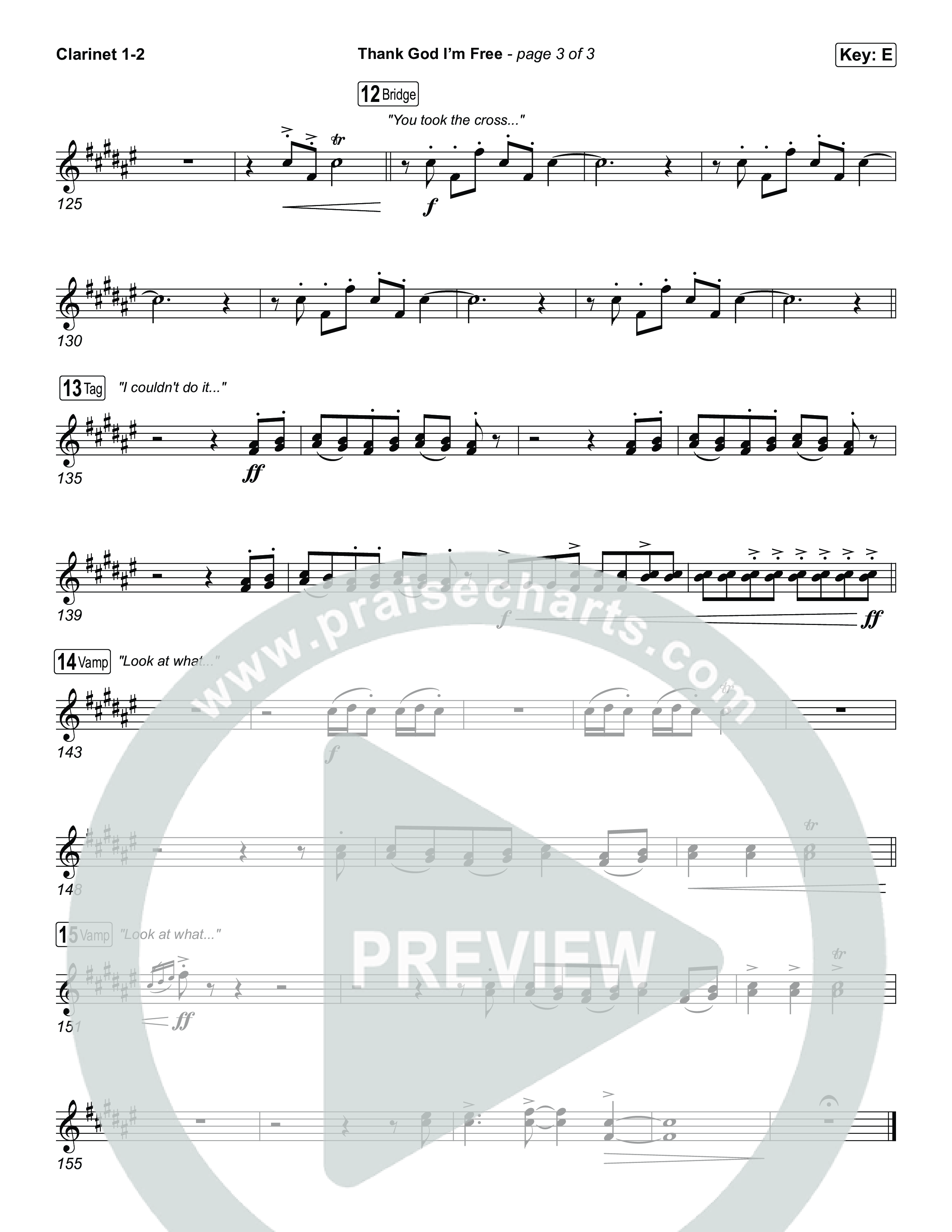 Thank God I'm Free Clarinet 1/2 (ELEVATION RHYTHM / Lizzie Morgan)