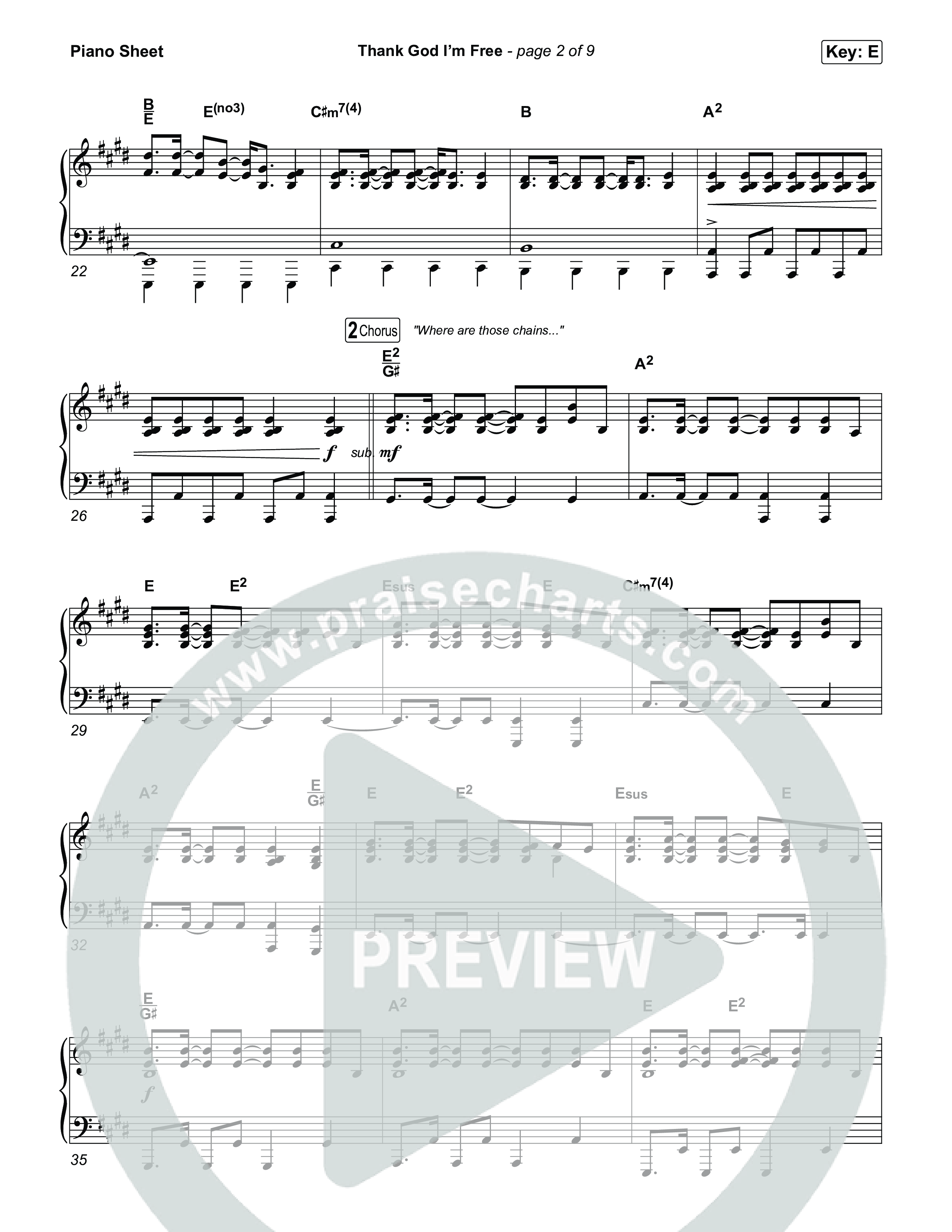 Thank God I'm Free Piano Sheet (ELEVATION RHYTHM / Lizzie Morgan)