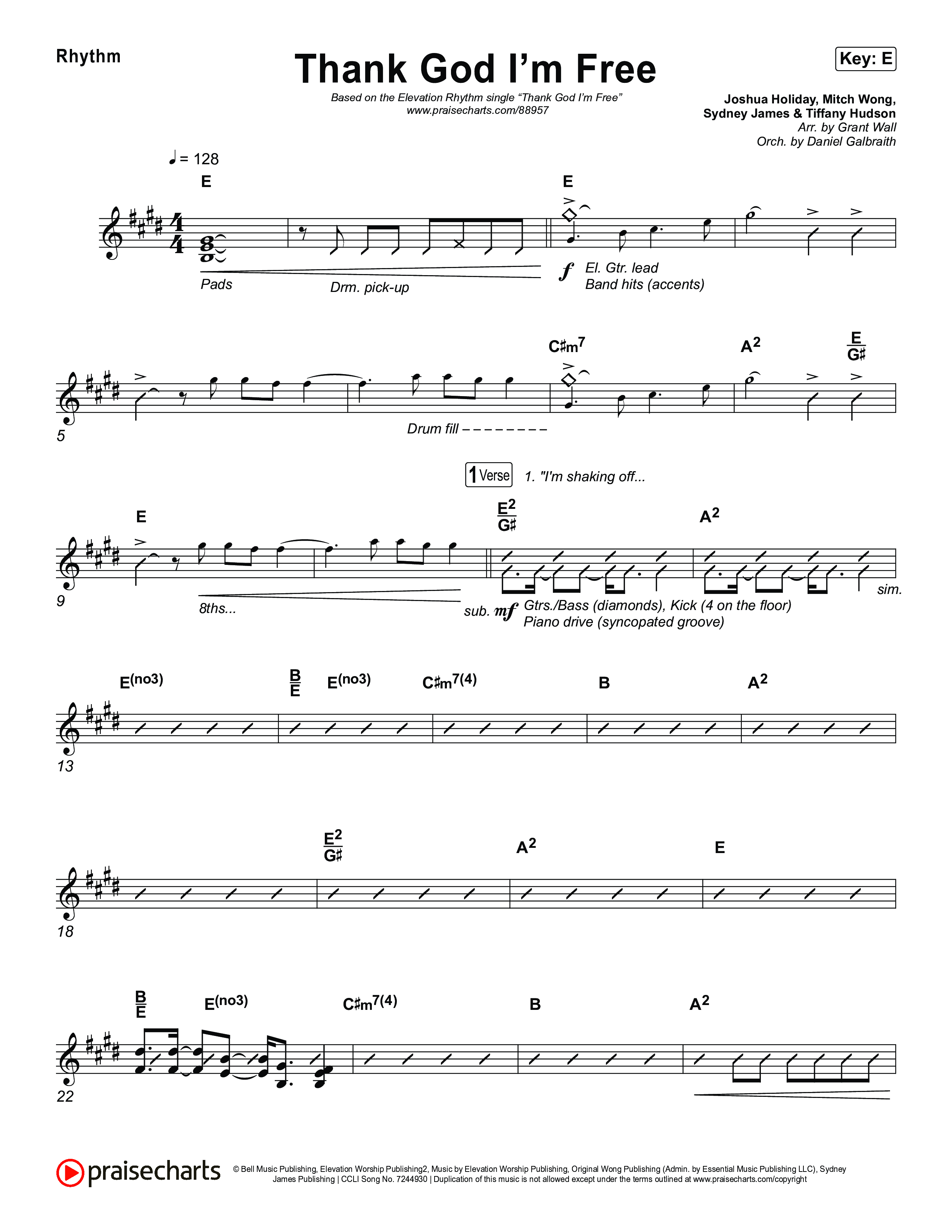 Thank God I'm Free Rhythm Chart (ELEVATION RHYTHM / Lizzie Morgan)