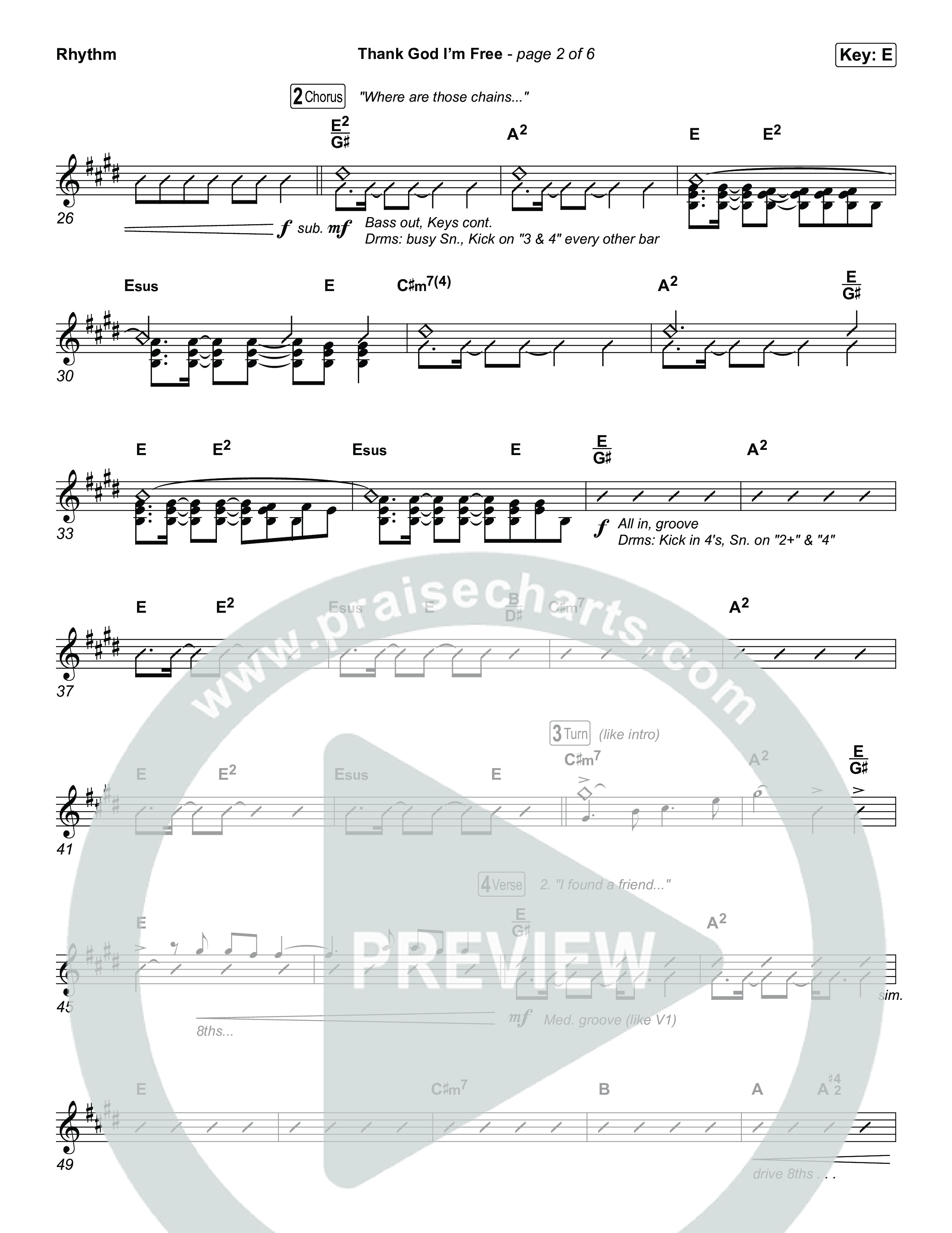 Thank God I'm Free Rhythm Chart (ELEVATION RHYTHM / Lizzie Morgan)