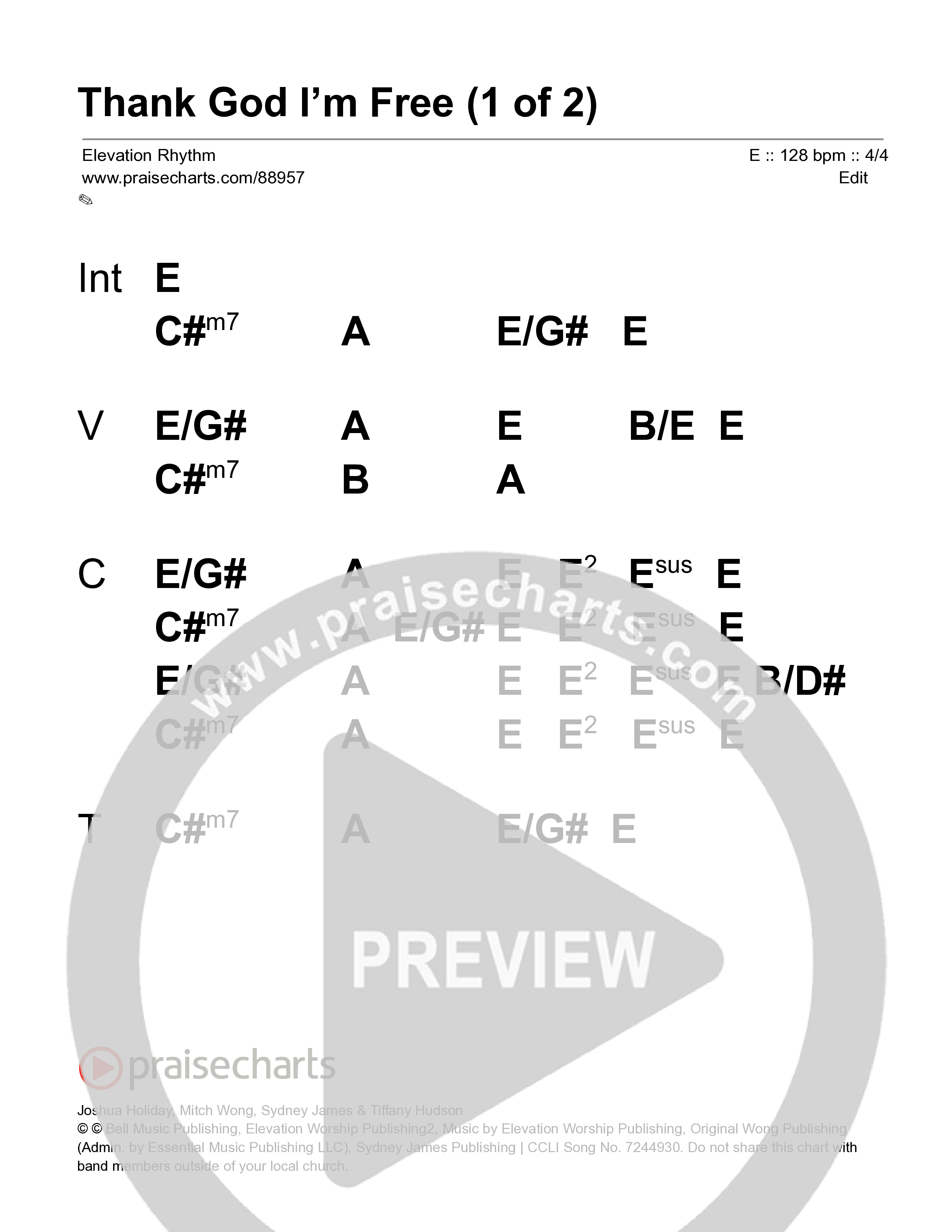 Thank God I'm Free Stage Chart (ELEVATION RHYTHM / Lizzie Morgan)