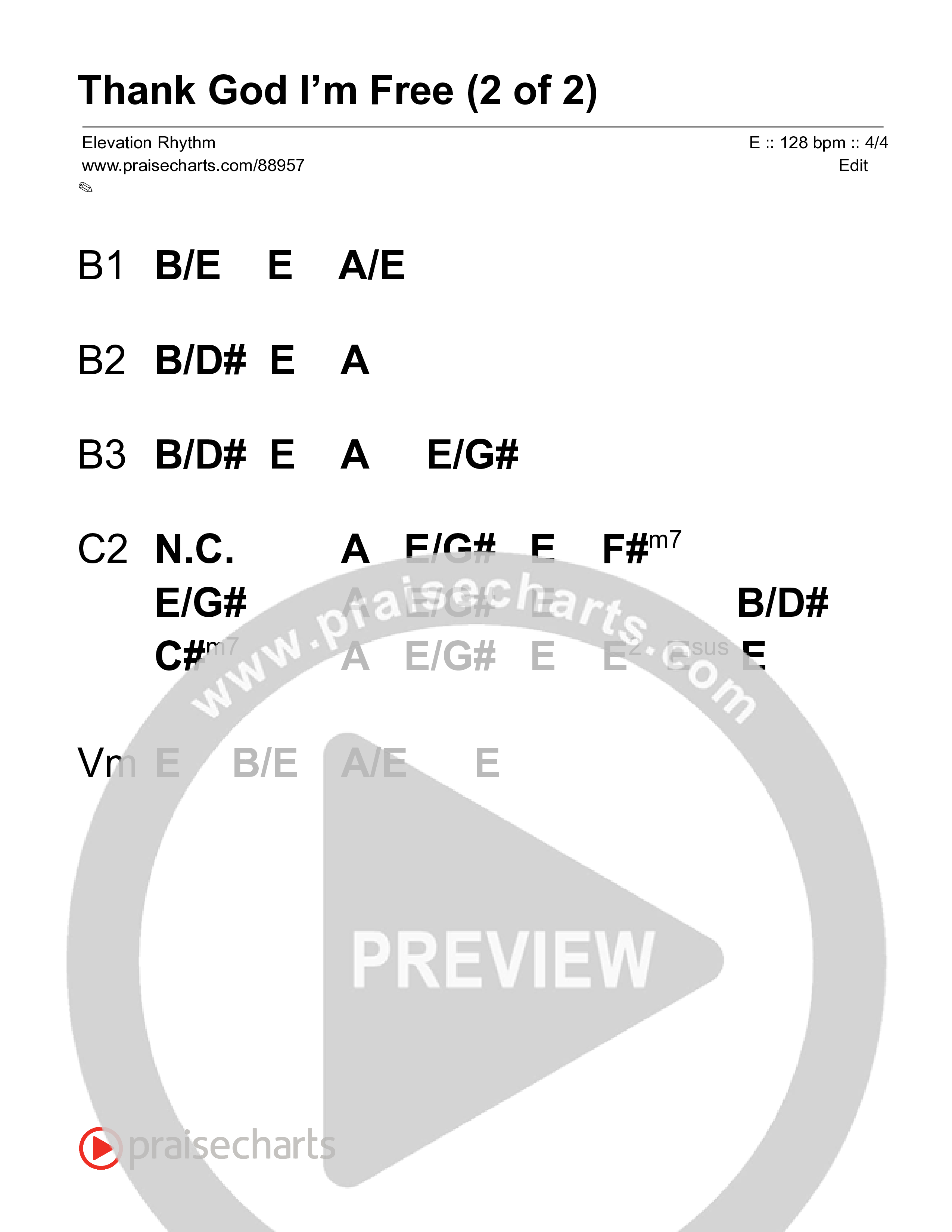 Thank God I'm Free Stage Chart (ELEVATION RHYTHM / Lizzie Morgan)