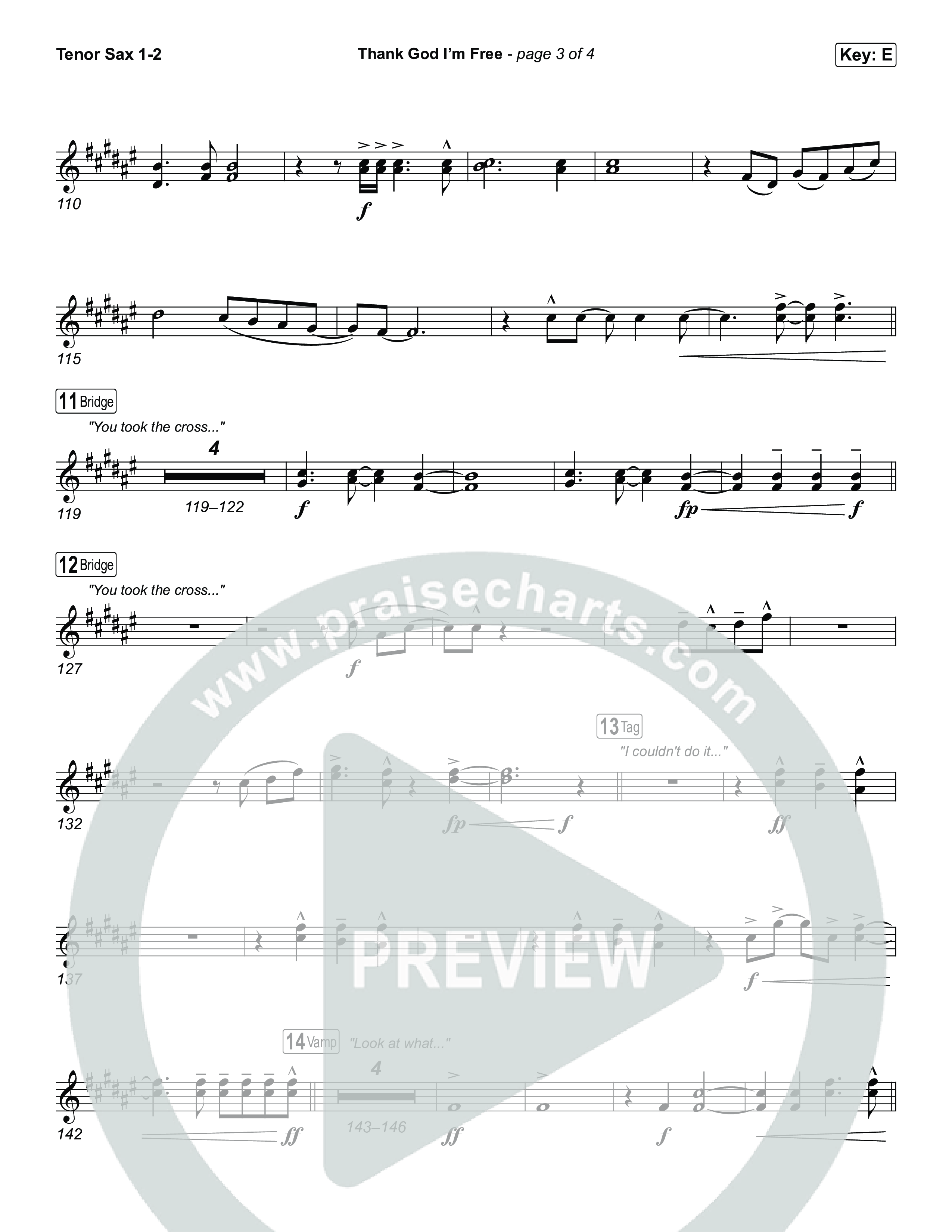 Thank God I'm Free Tenor Sax 1,2 (ELEVATION RHYTHM / Lizzie Morgan)