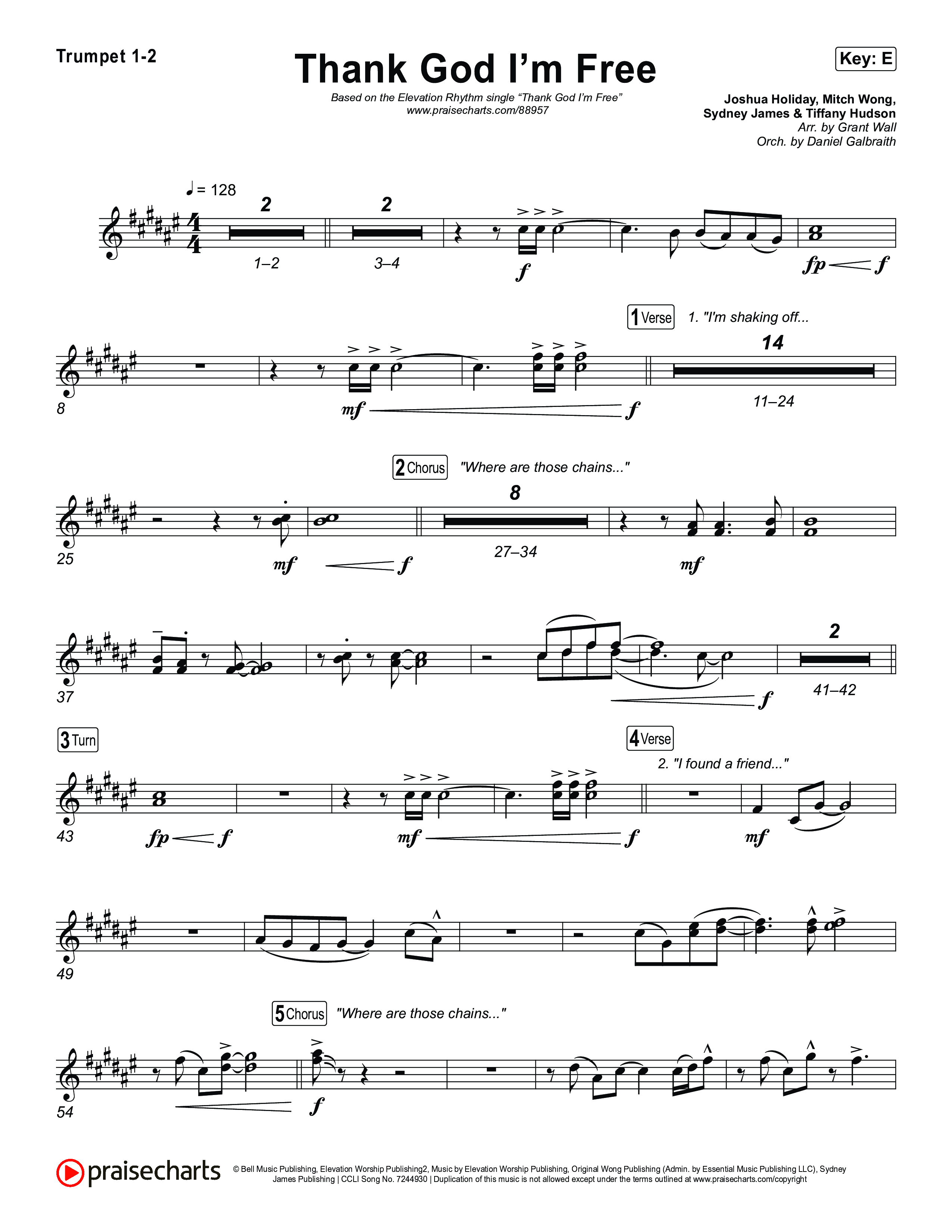 Thank God I'm Free Trumpet 1,2 (ELEVATION RHYTHM / Lizzie Morgan)