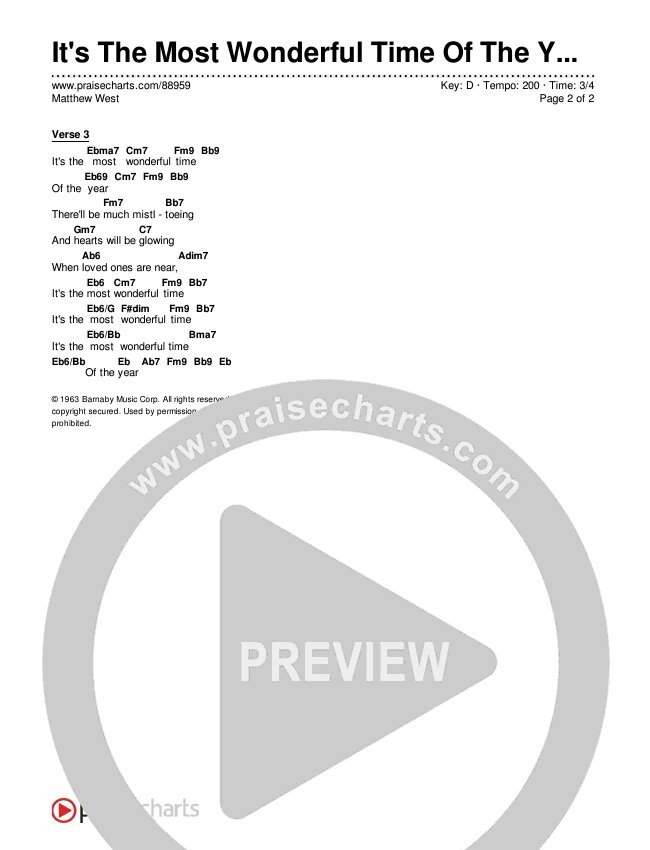 It's The Most Wonderful Time Of The Year Chords & Lyrics (Matthew West)