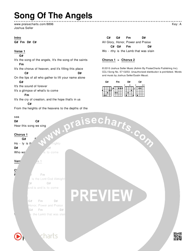 Song Of The Angels Chords & Lyrics (Joshua Seller)