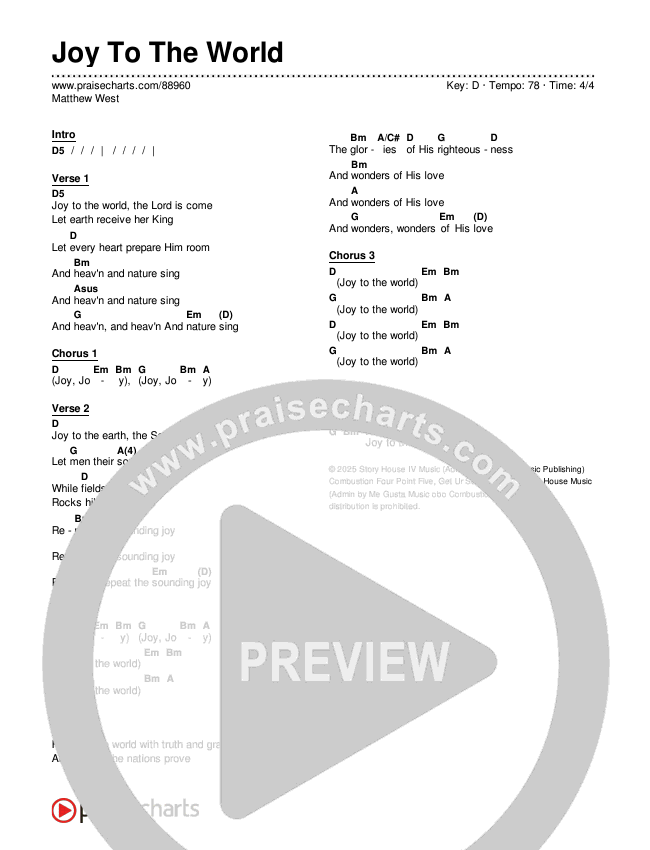 Joy To The World Chords & Lyrics (Matthew West)