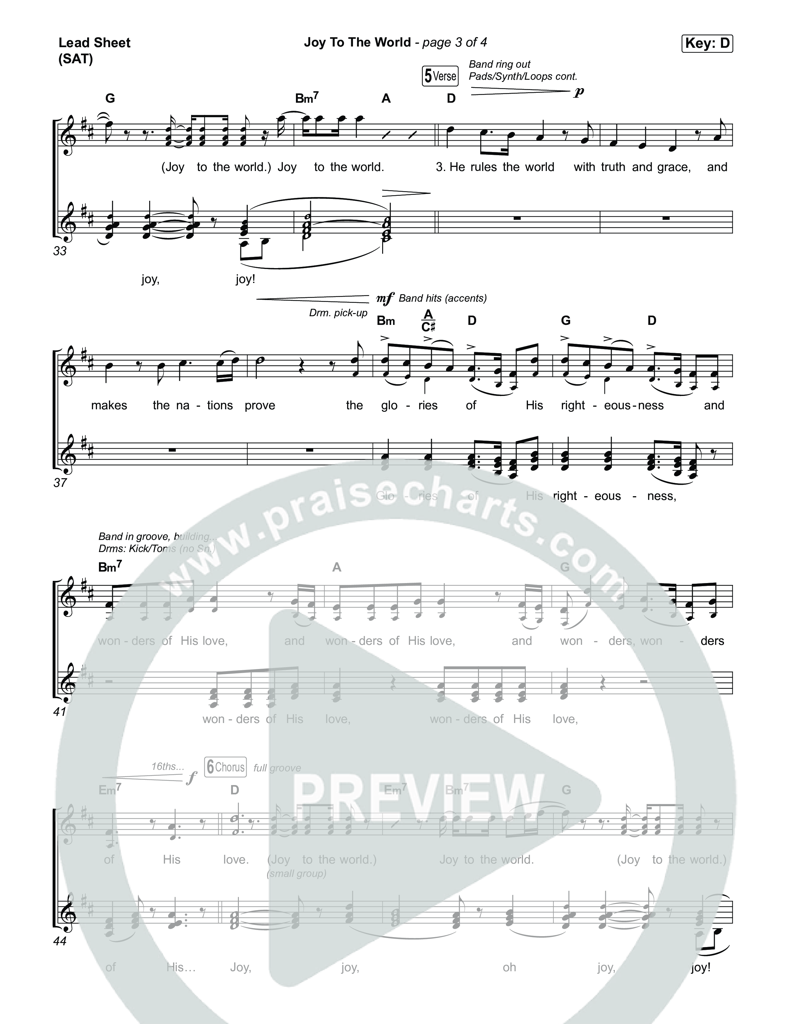 Joy To The World Lead Sheet (SAT) (Matthew West)