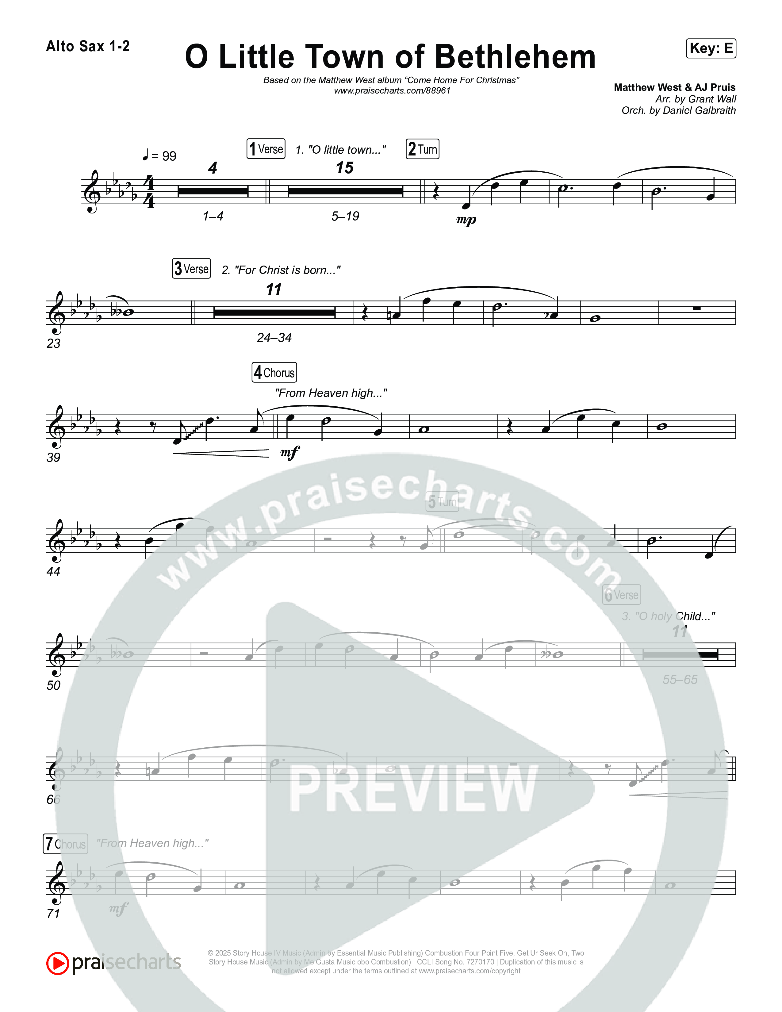 O Little Town Of Bethlehem Sax Pack (Matthew West)