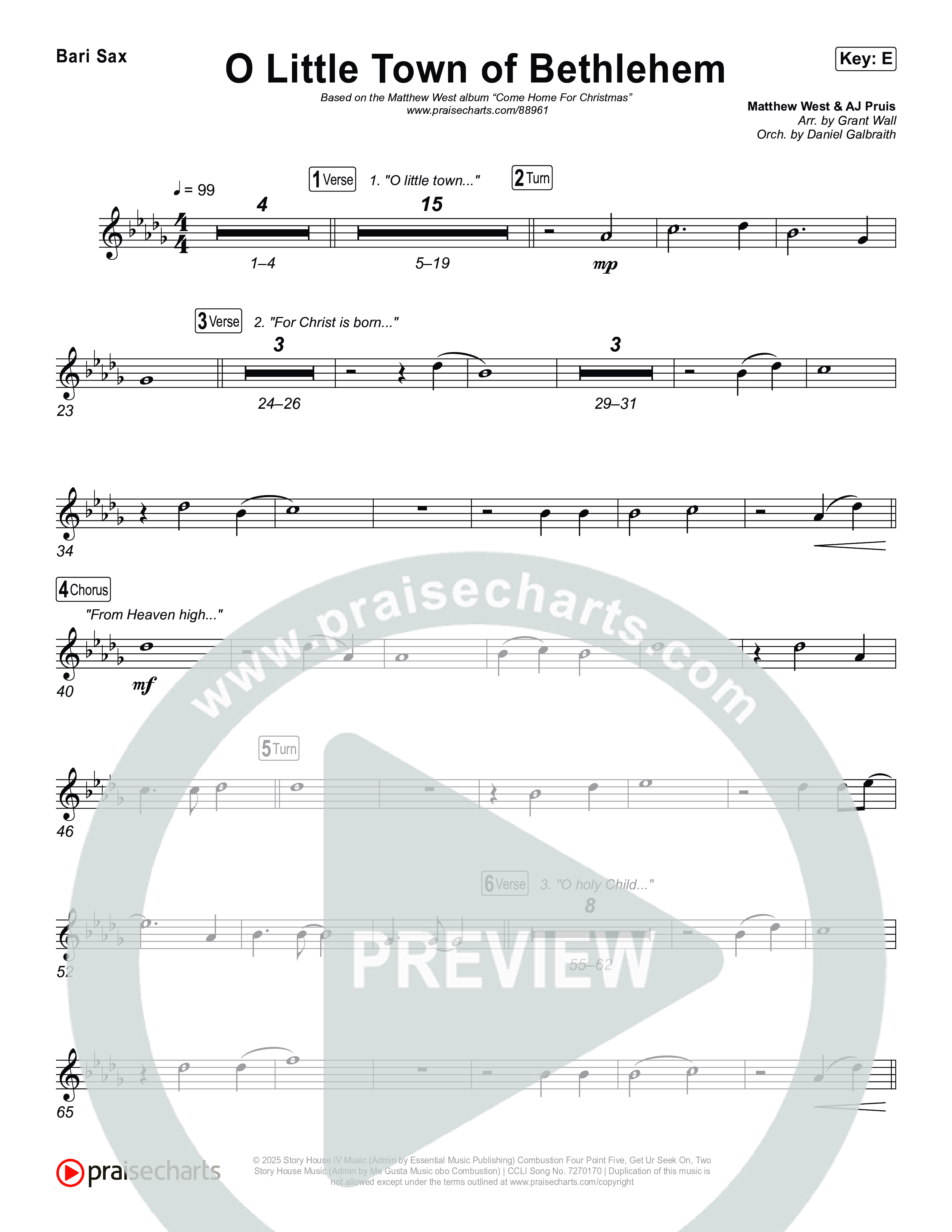 O Little Town Of Bethlehem Bari Sax (Matthew West)