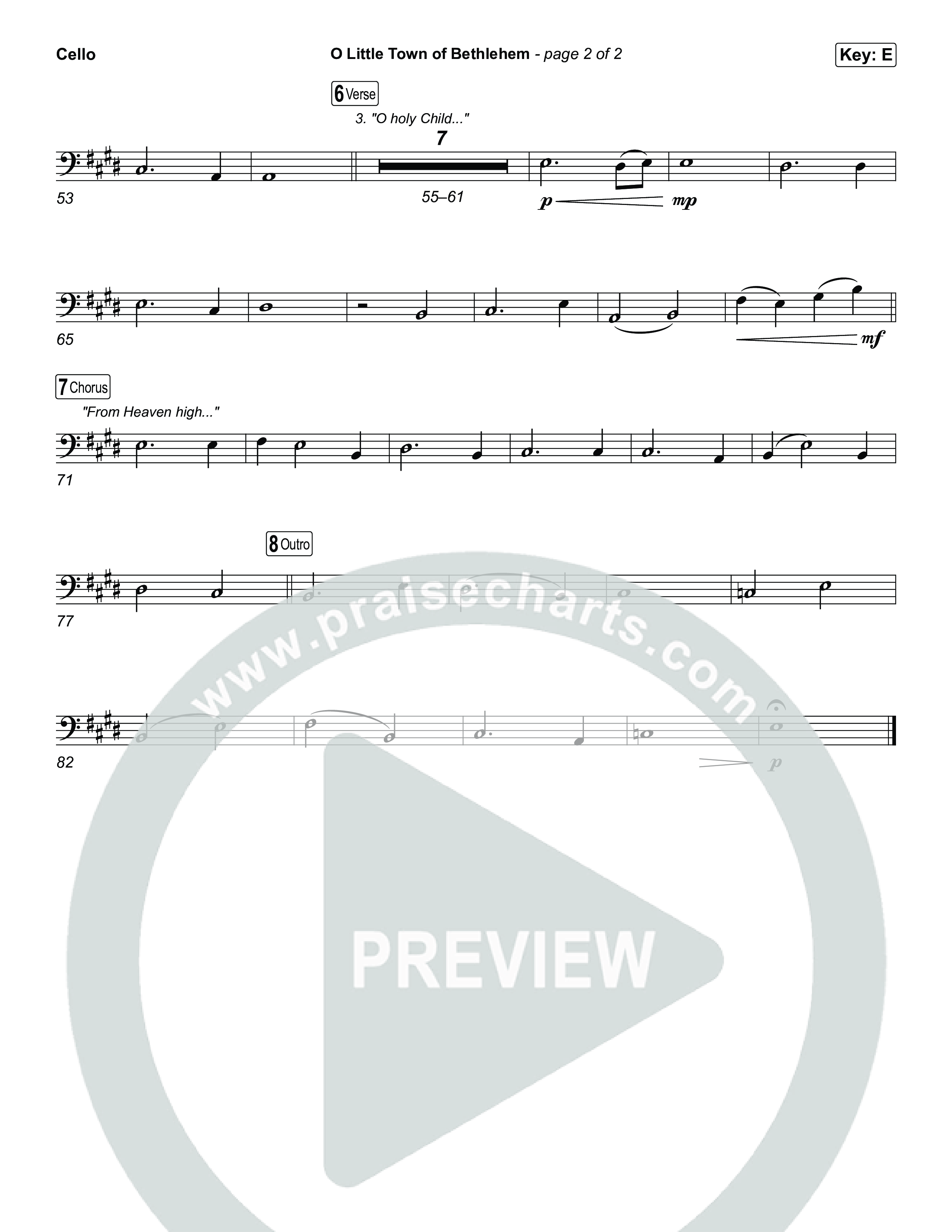 O Little Town Of Bethlehem Cello (Matthew West)