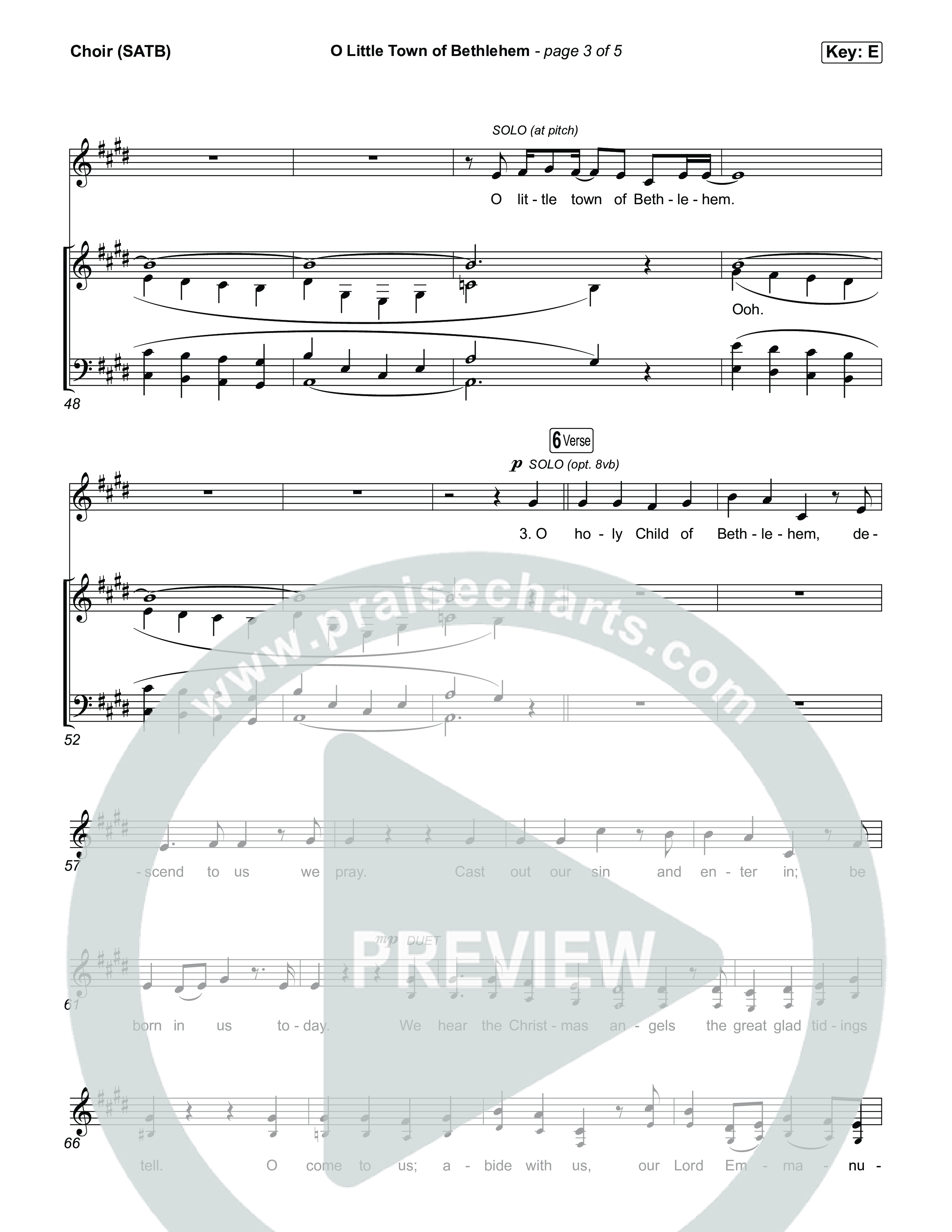 O Little Town Of Bethlehem Choir Sheet (SATB) (Matthew West)