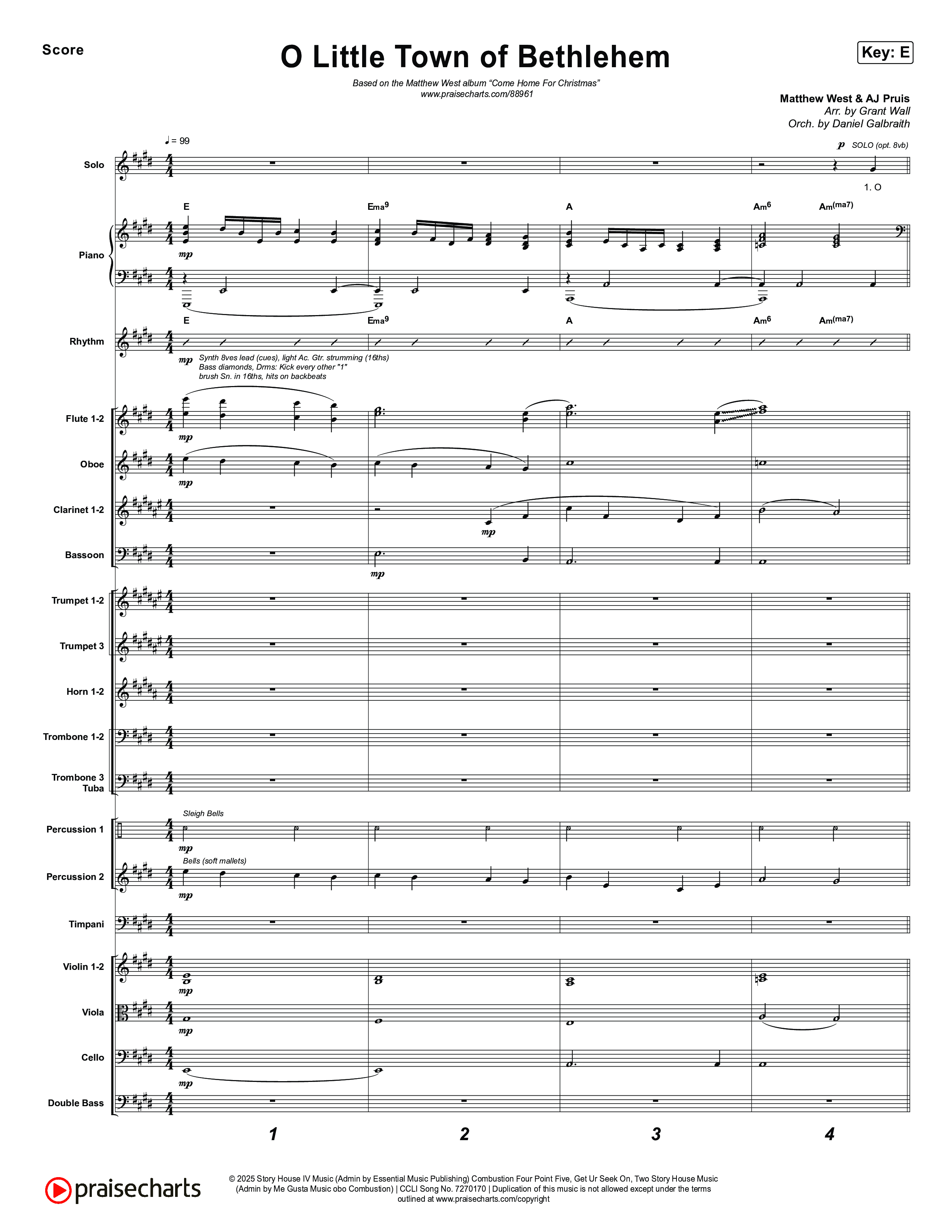 O Little Town Of Bethlehem Orchestration (Matthew West)